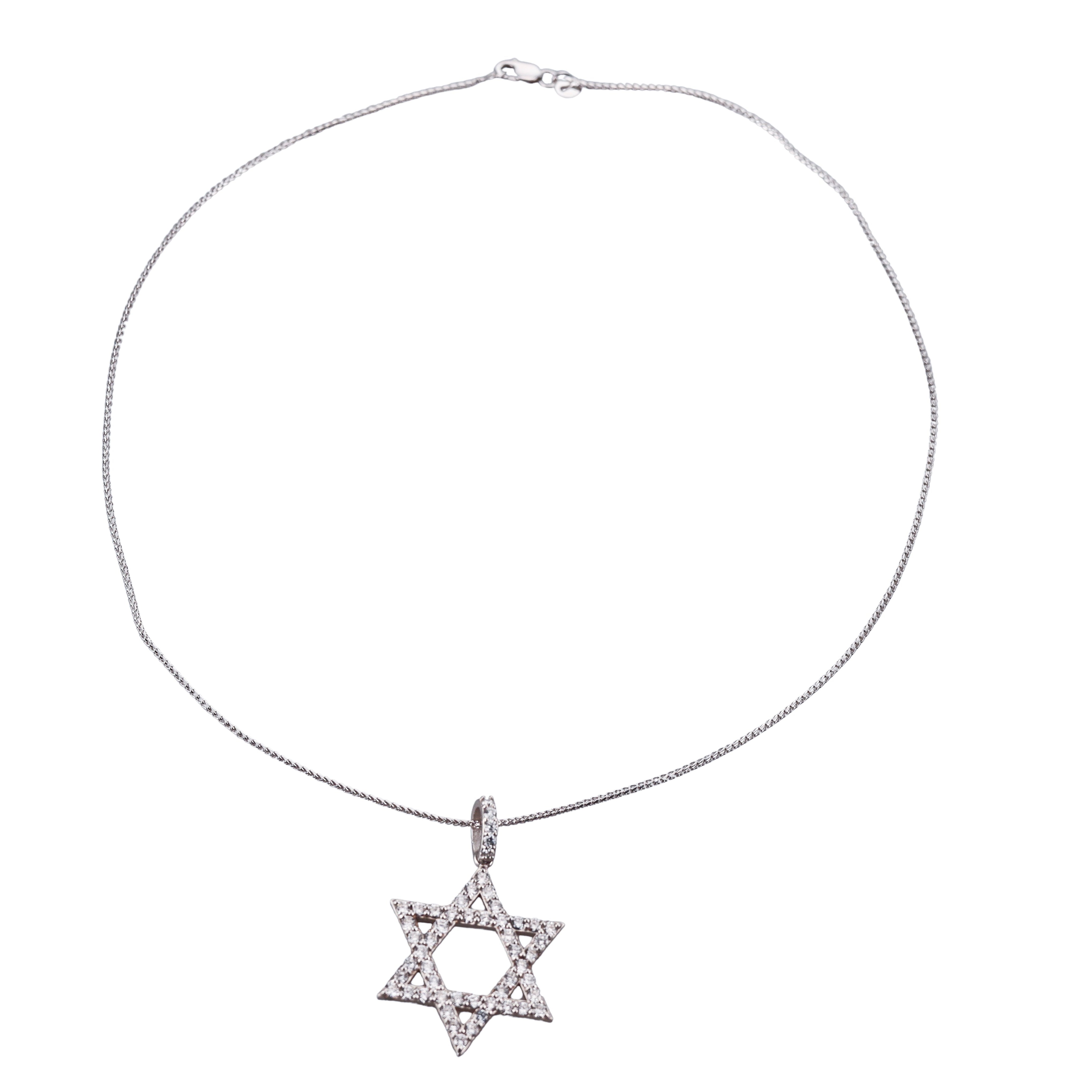 14k Solid Gold Lab Grown 2.10ctw Diamond Star of David Pendant Necklace