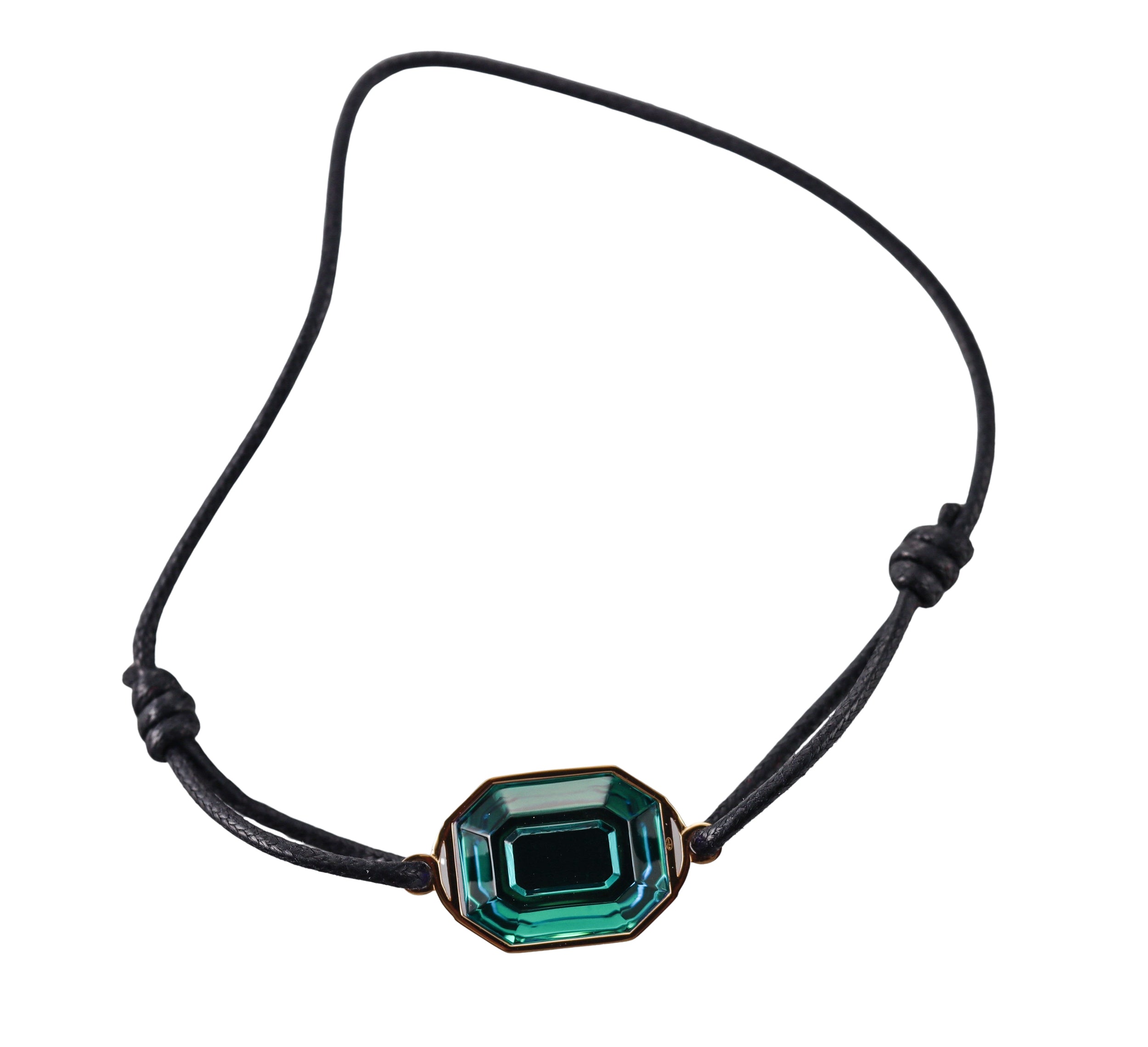 Baccarat Harcourt Sterling 18k Gold Plated Green Blue Crystal Mirror Bracelet 2814690