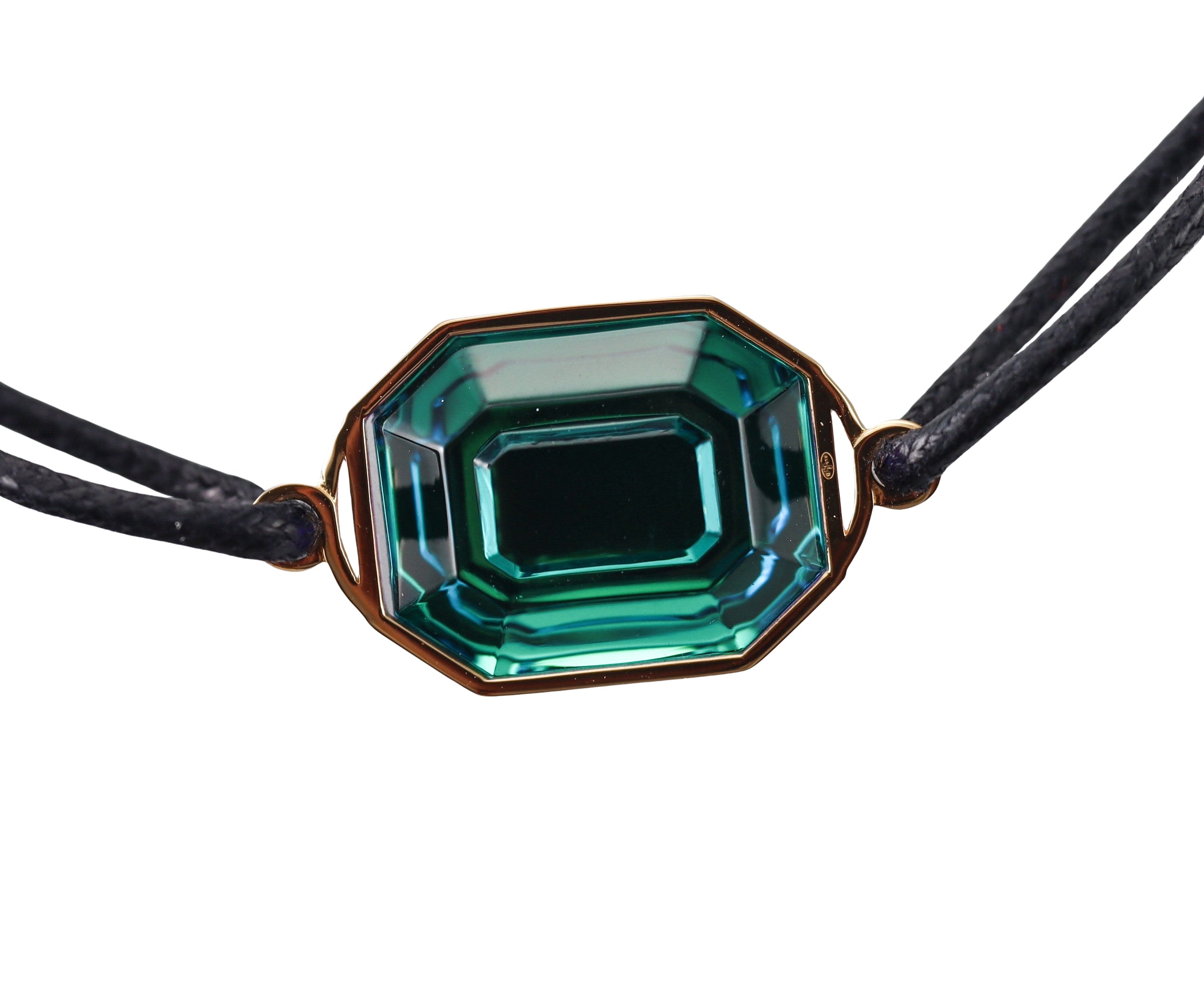 Baccarat Harcourt Sterling 18k Gold Plated Green Blue Crystal Mirror Bracelet 2814690