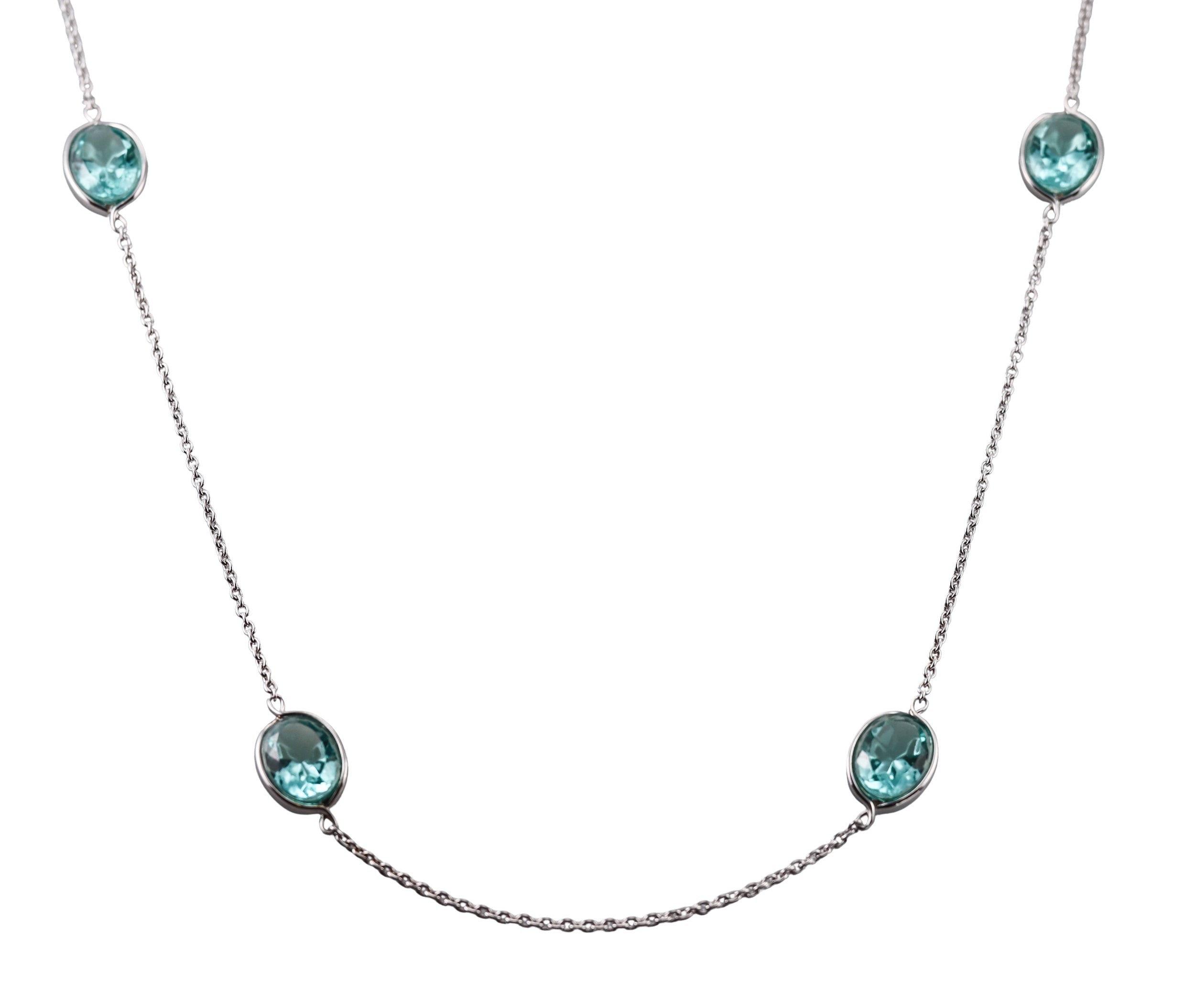 Baccarat Sterling Silver Turquoise Crystal Croise Long Necklace 2812951
