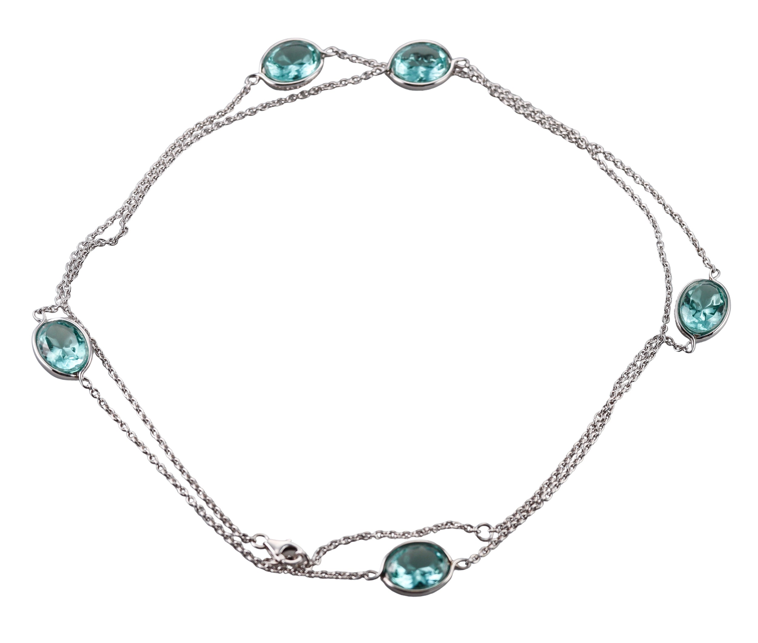 Baccarat Sterling Silver Turquoise Crystal Croise Long Necklace 2812951
