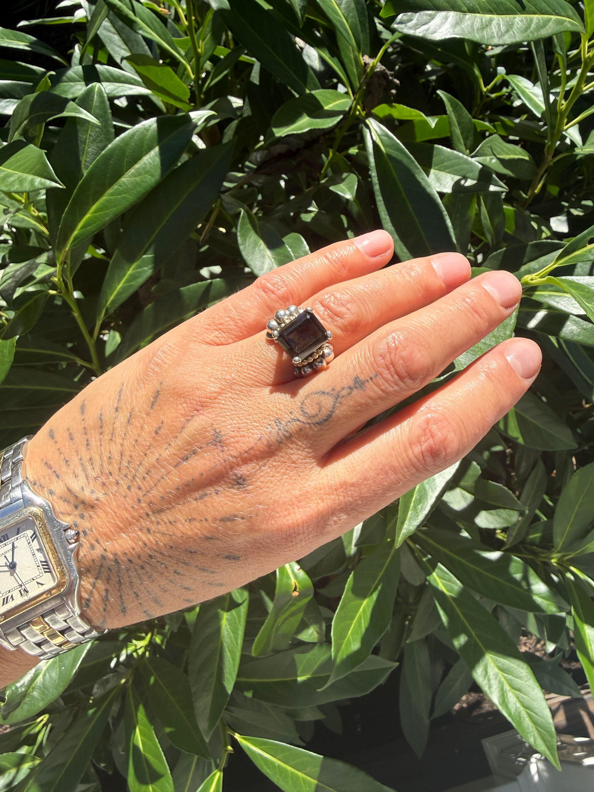 Lagos Glacier Sterling Silver 18K Gold Smokey Quartz Ring