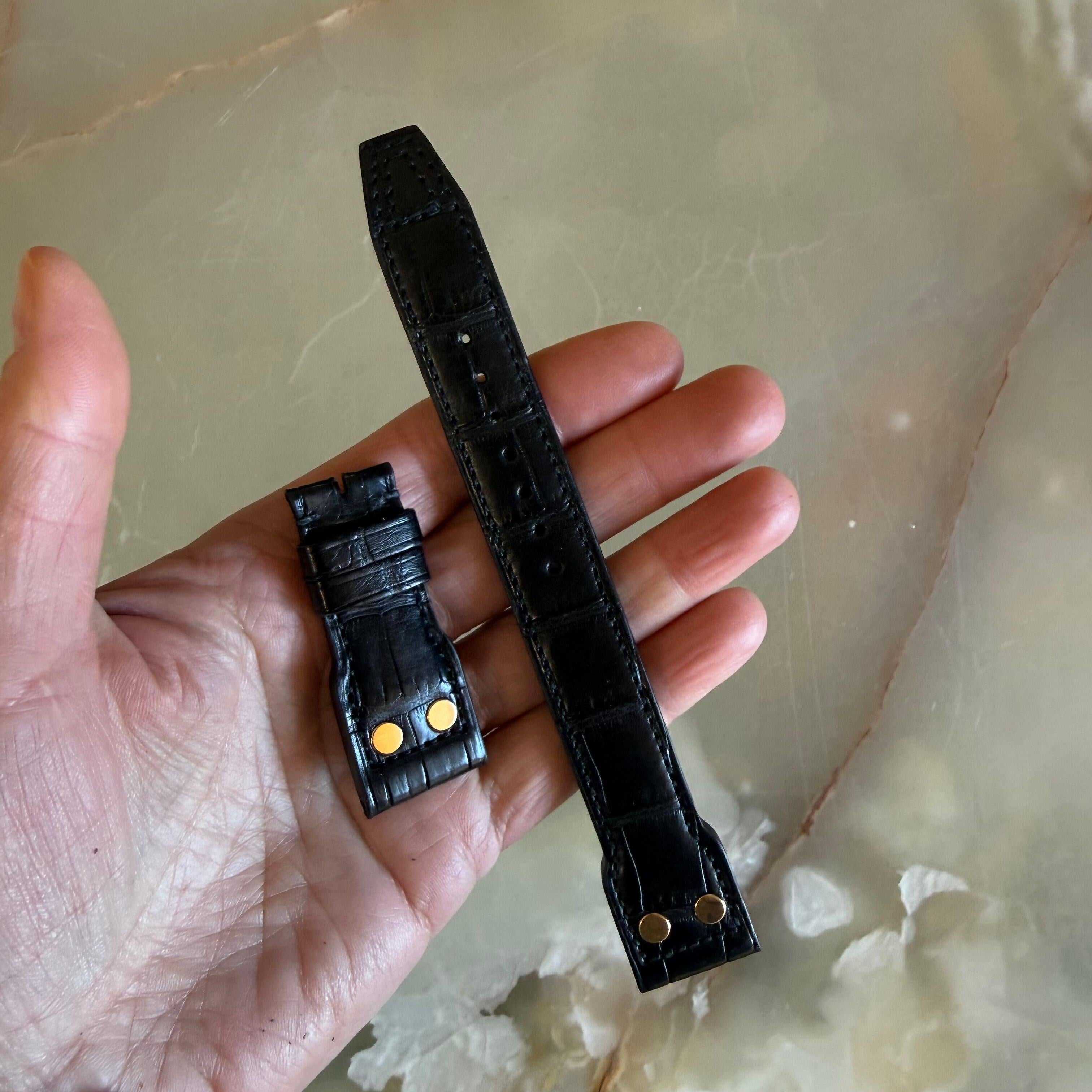 Authentic IWC Black Alligator Watch Band Strap for Big Pilot Watch 22.5mm
