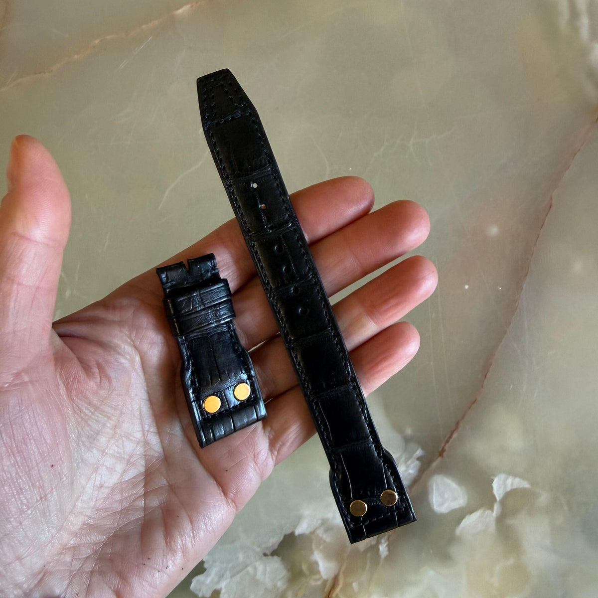 Authentic IWC Black Alligator Watch Band Strap for Big Pilot Watch 22.5mm