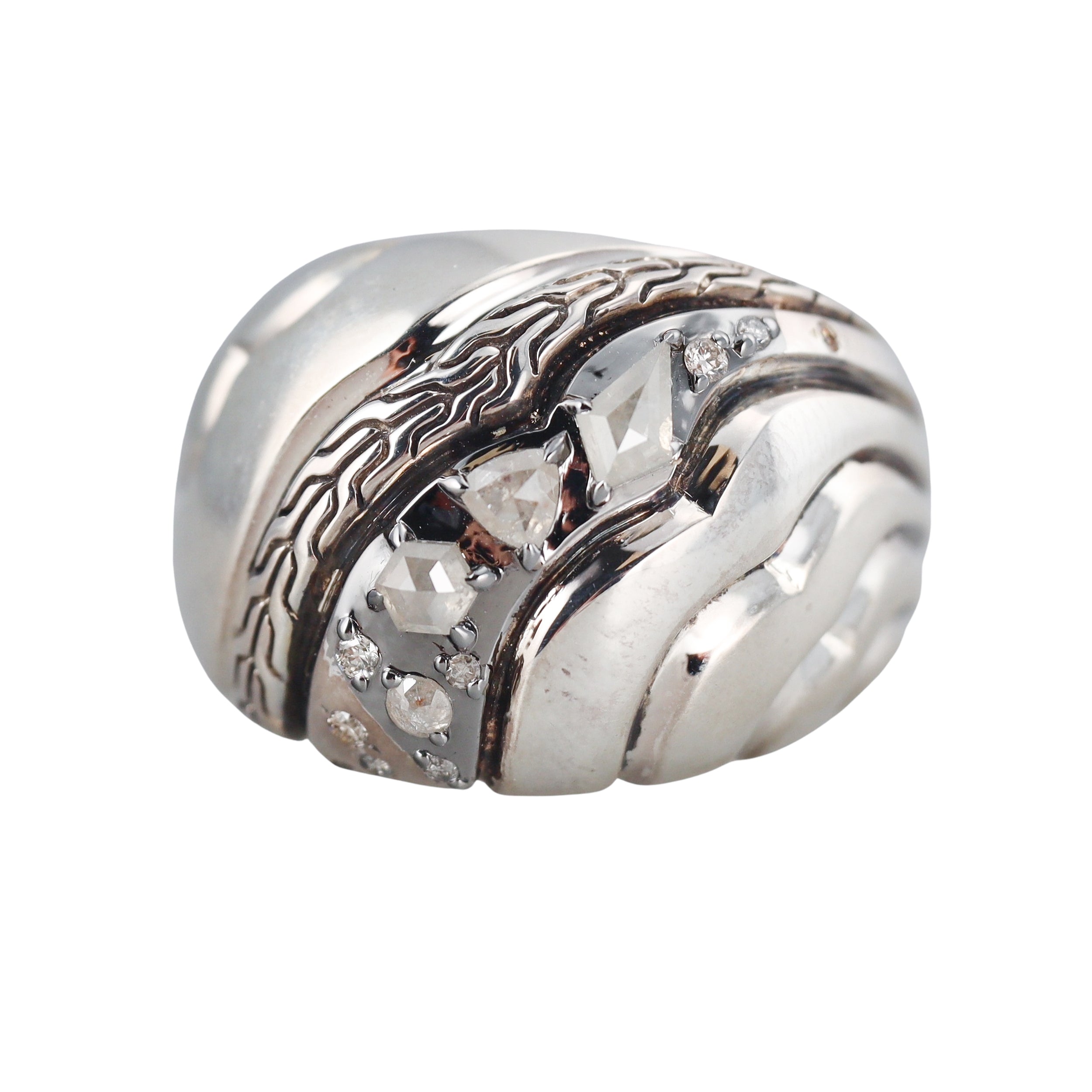 John Hardy Lahar Sterling Silver Diamond Ring