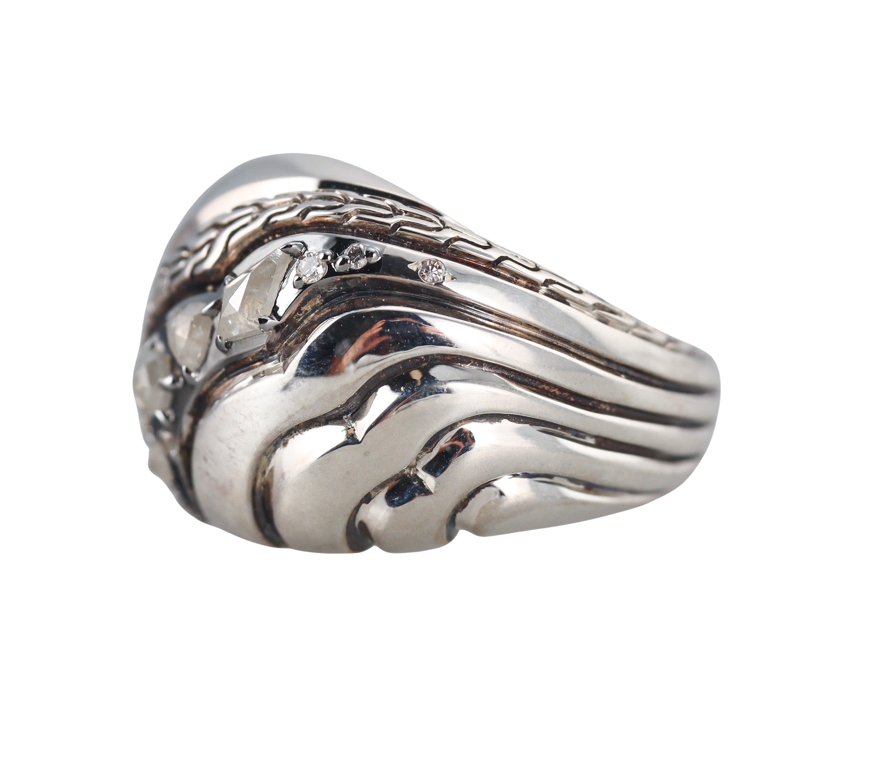 John Hardy Lahar Sterling Silver Diamond Ring