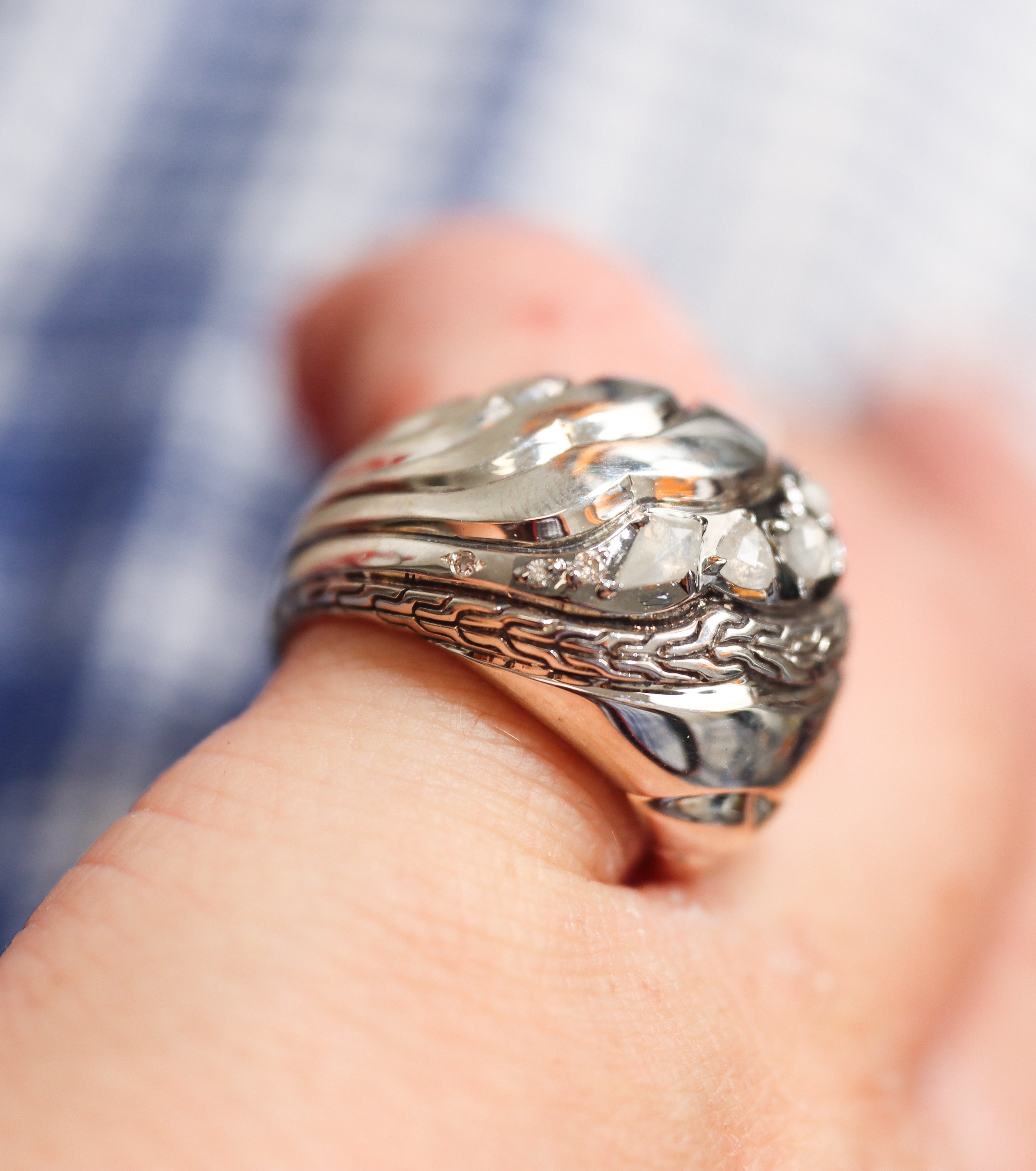 John Hardy Lahar Sterling Silver Diamond Ring