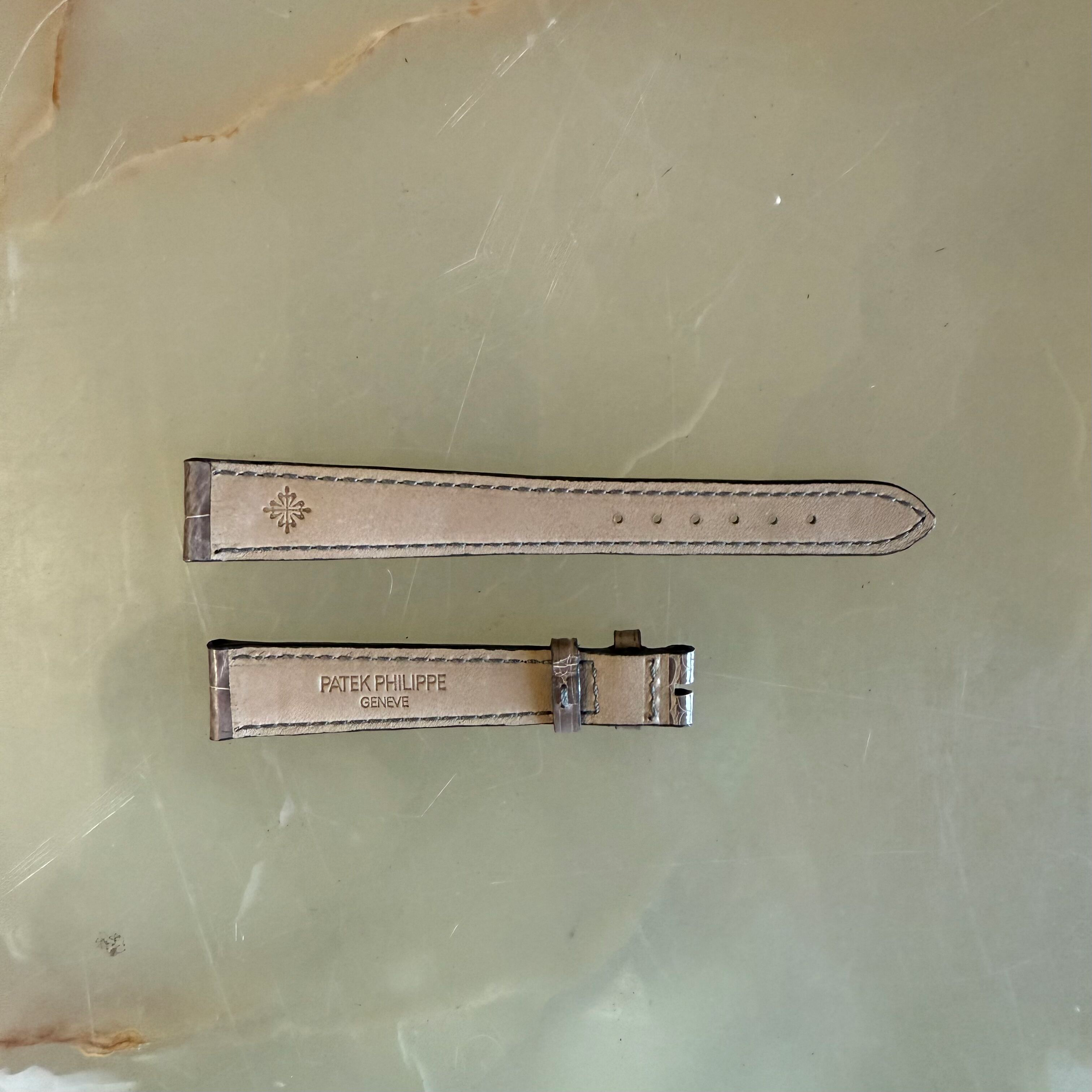 Authentic Patek Philippe Shiny Gray Alligator Watch Strap Band 15mm