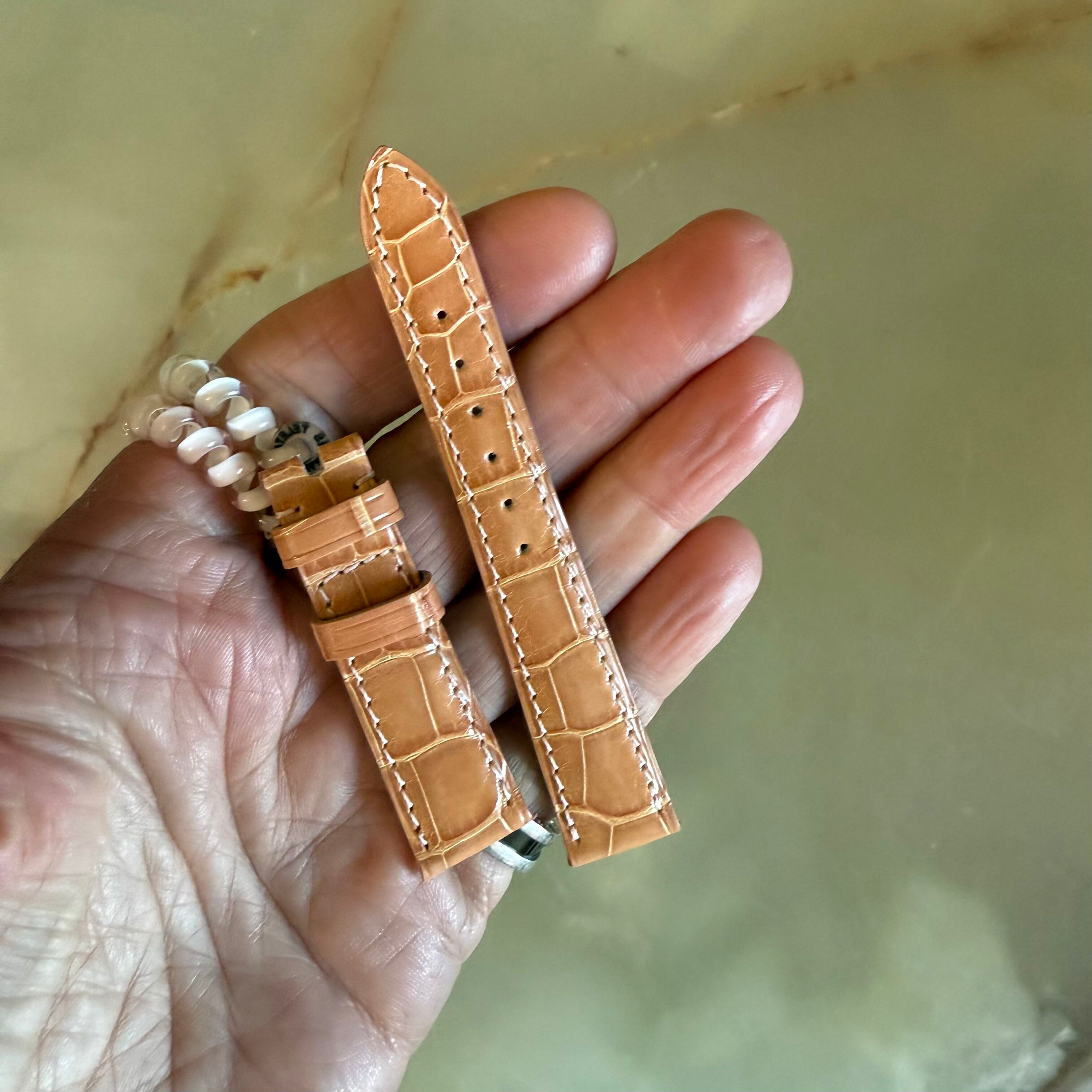 Authentic Patek Philippe Beige Alligator Watch Strap Band 15mm