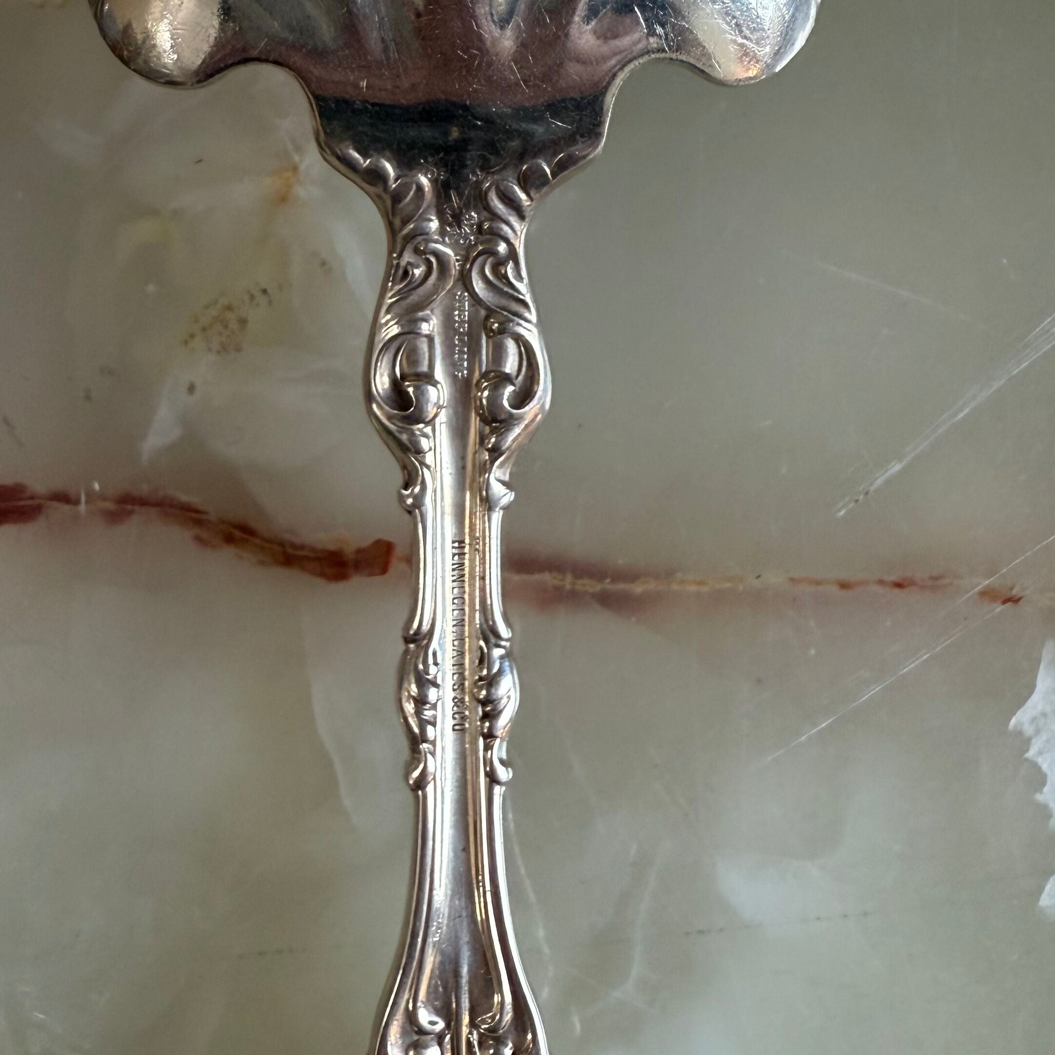 Whiting Lily Sterling Silver Large Solid Shell Berry Casserole Spoon
