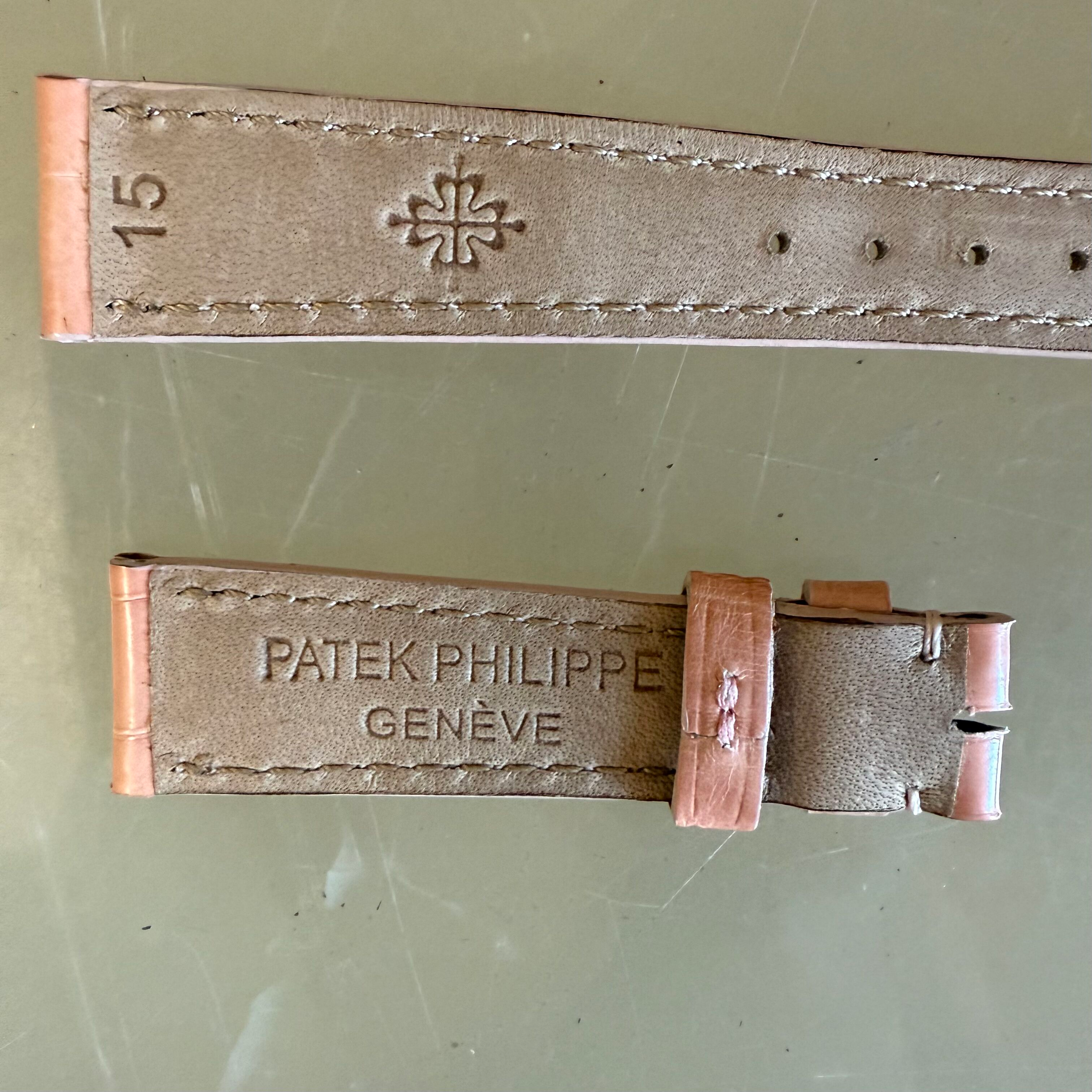 Authentic Patek Philippe Shiny Pink Alligator Watch Strap Band 15mm