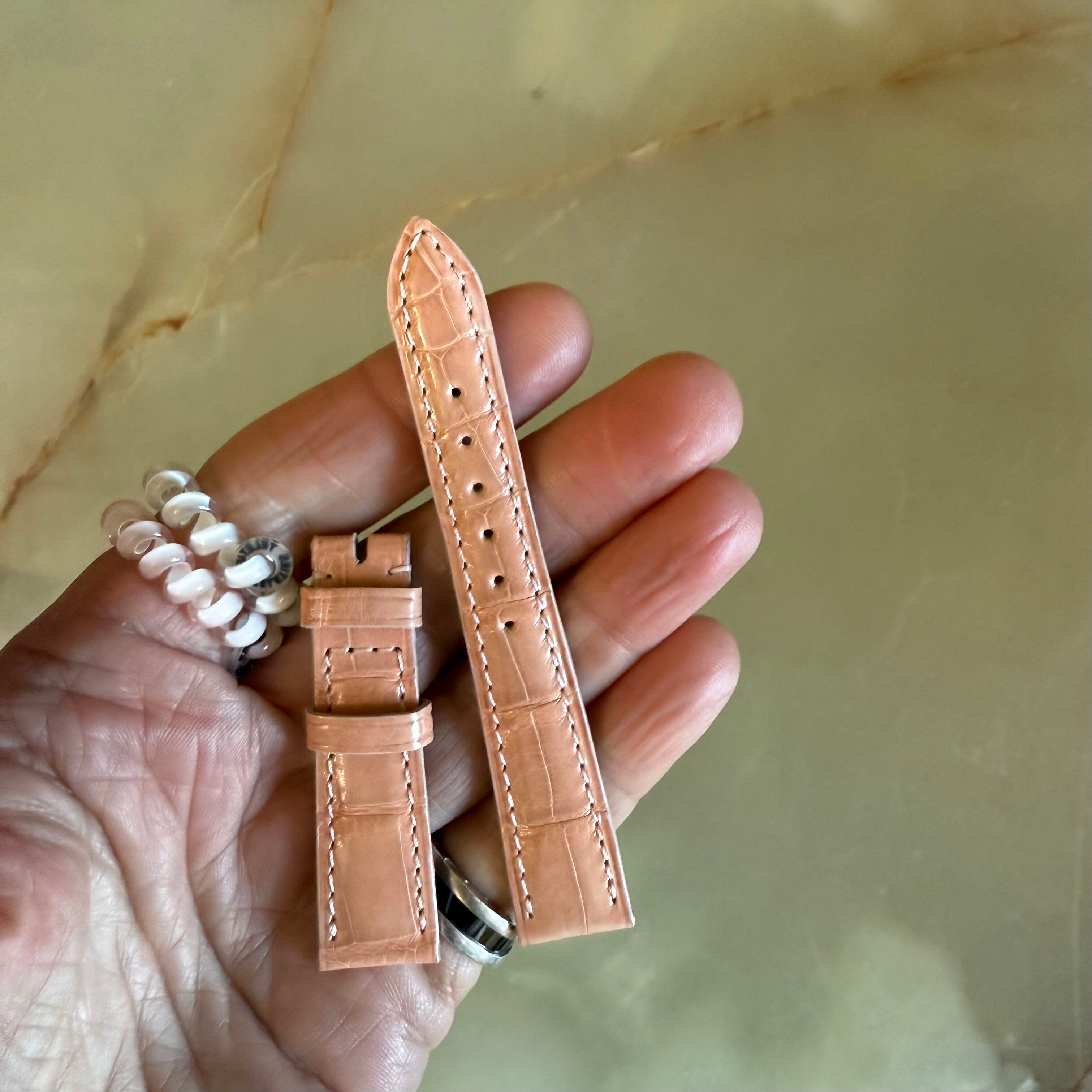 Authentic Patek Philippe Shiny Pink Alligator Watch Strap Band 15mm