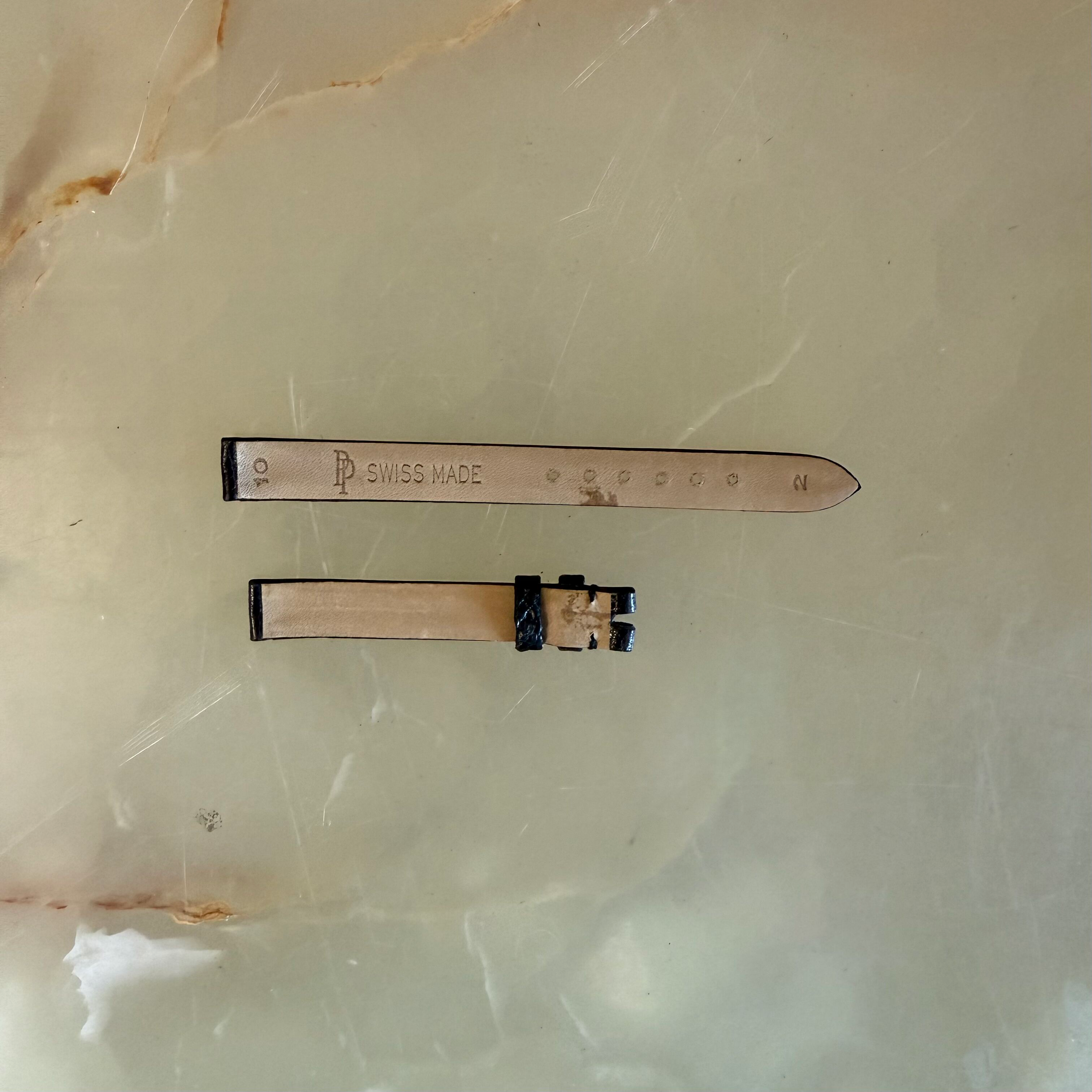 Authentic Patek Philippe Shiny Black Lizard Watch Strap Band 10mm