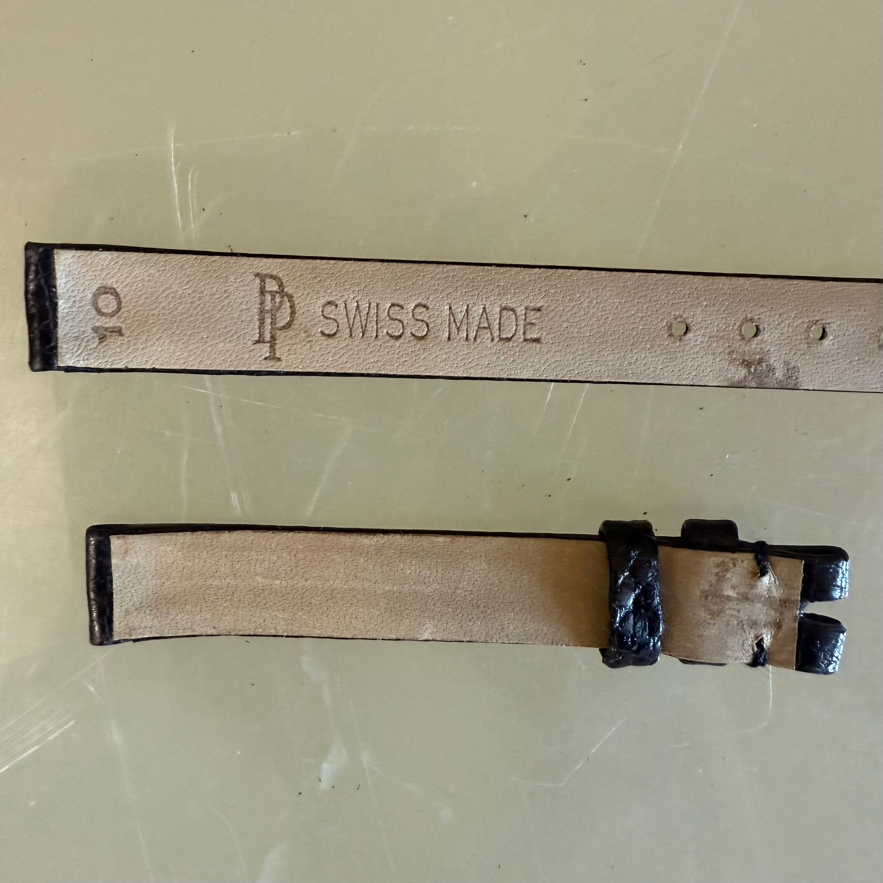 Authentic Patek Philippe Shiny Black Lizard Watch Strap Band 10mm