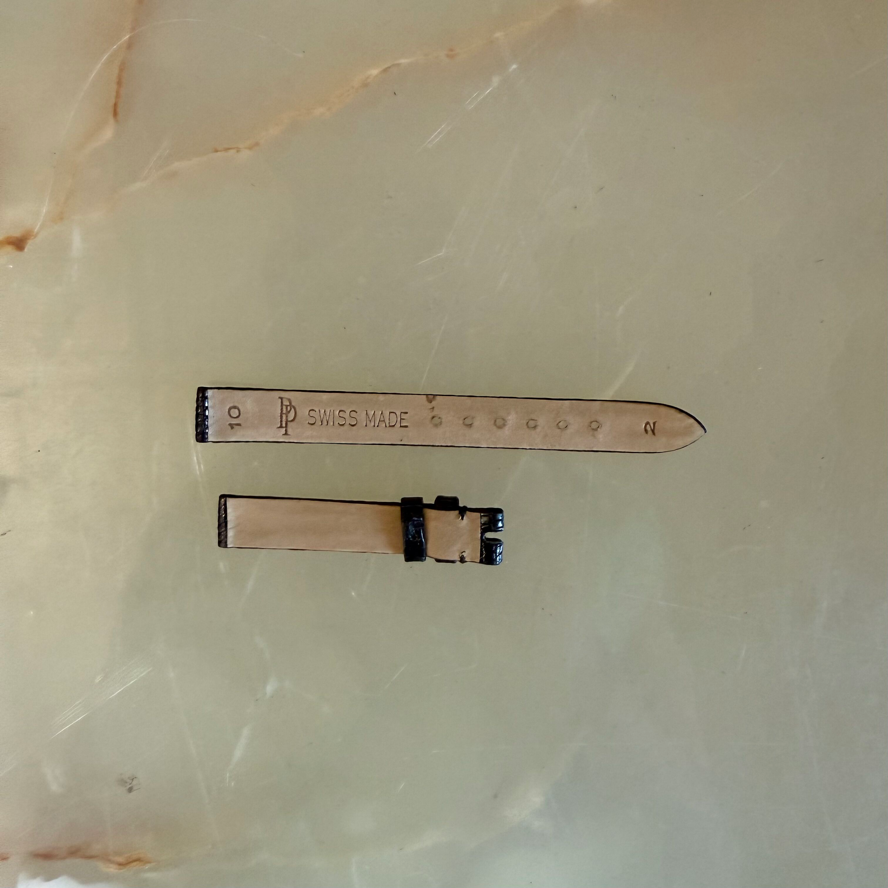 Authentic Patek Philippe Shiny Black Lizard Watch Strap Band 10mm