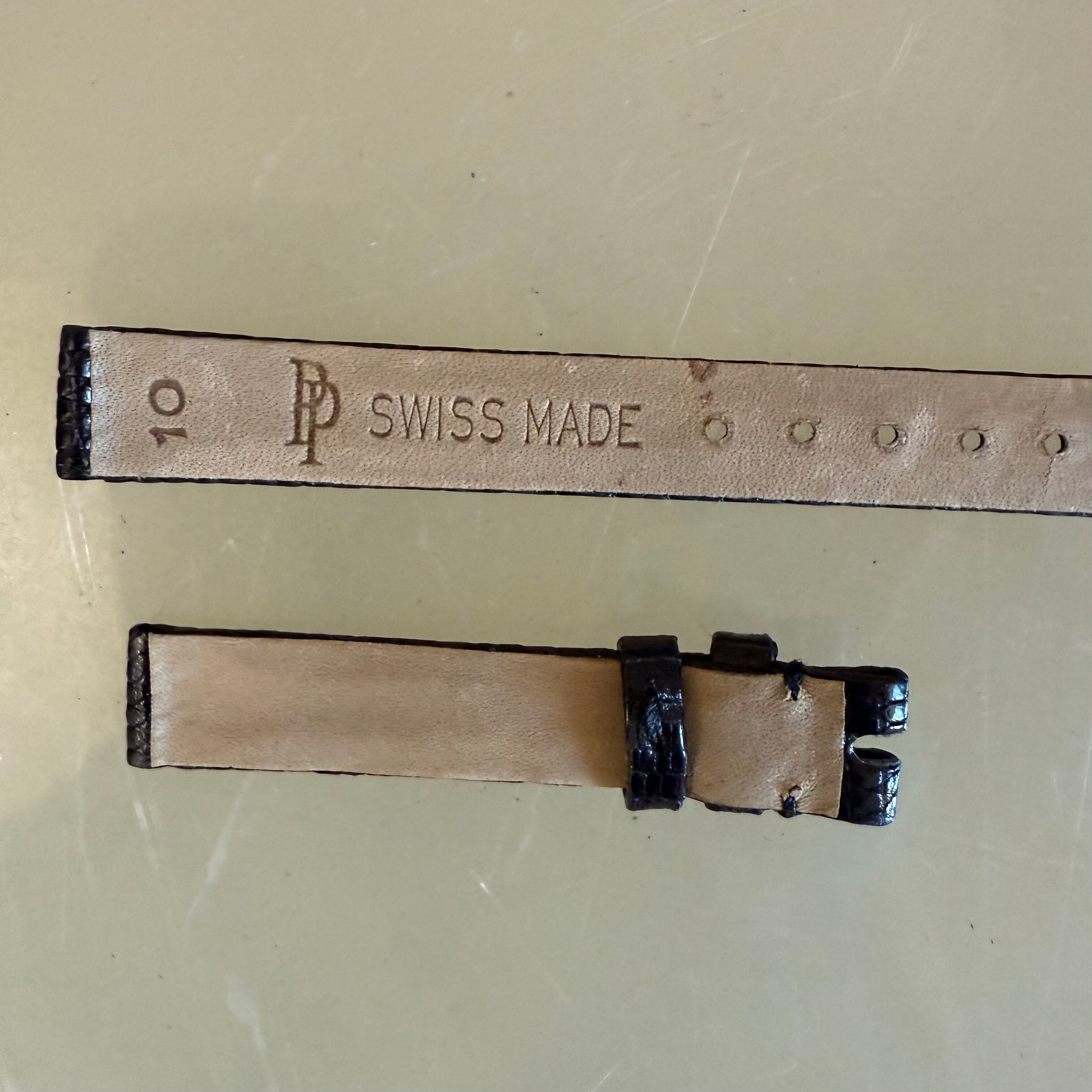 Authentic Patek Philippe Shiny Black Lizard Watch Strap Band 10mm