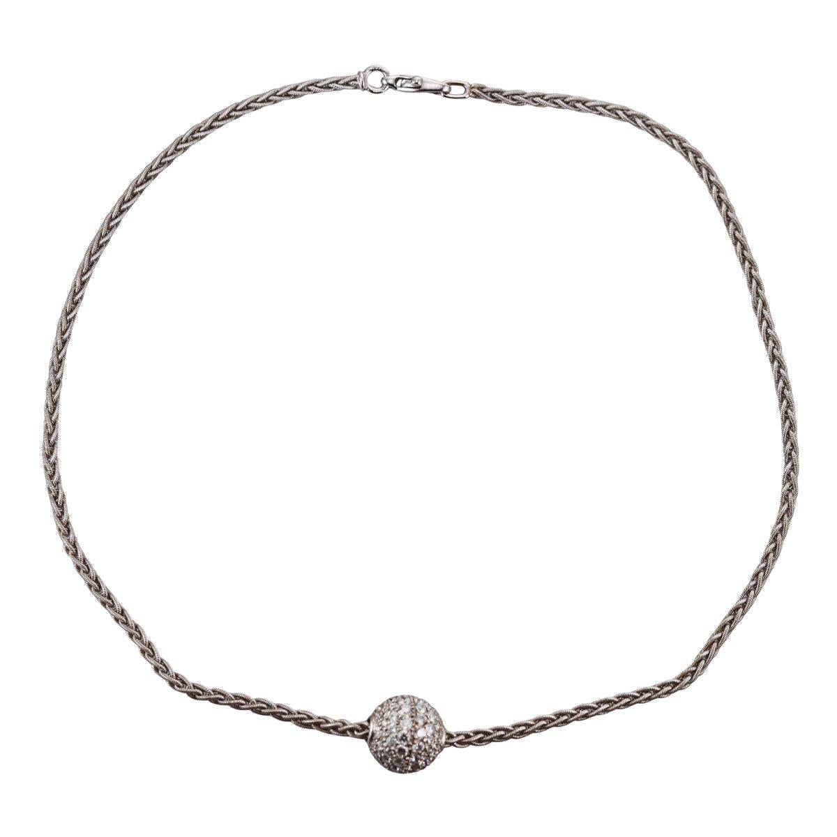 18k Gold Diamond Ball Necklace