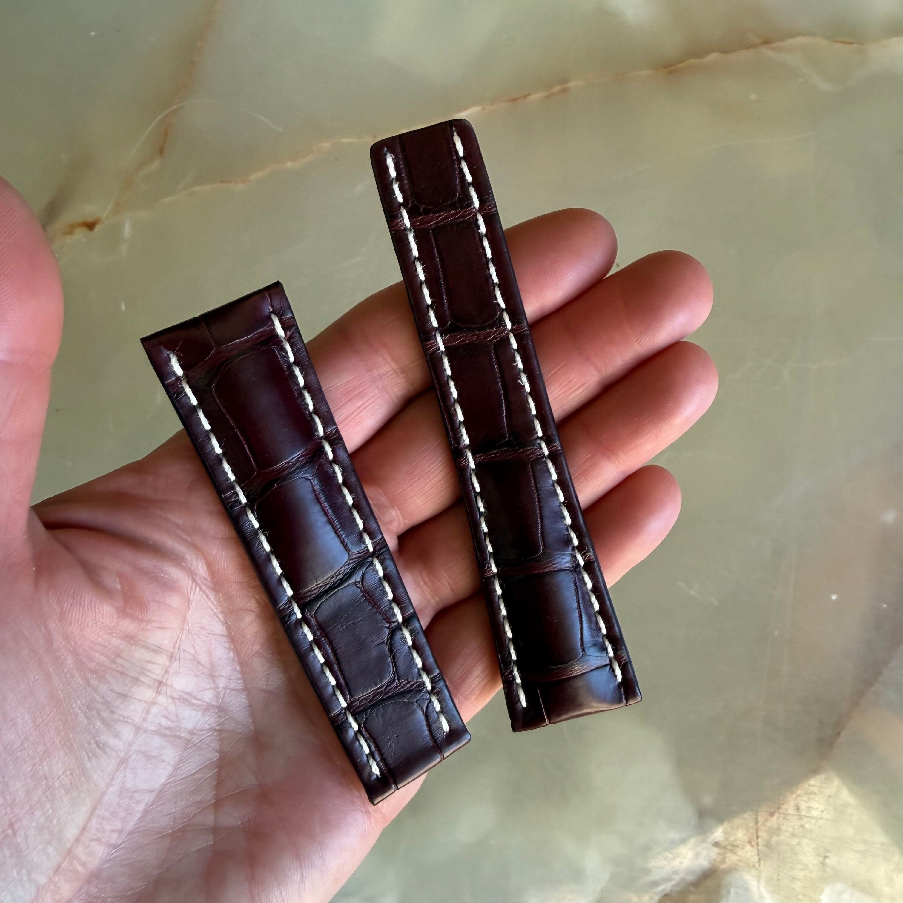 Authentic Breitling Burgundy Alligator Padded & Stitched Watch Strap Band 24mm 751P