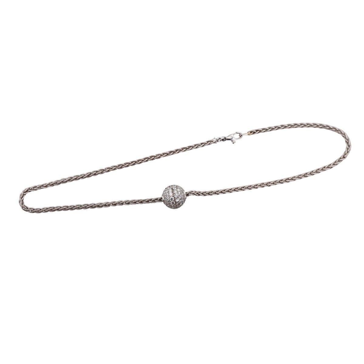 18k Gold Diamond Ball Necklace