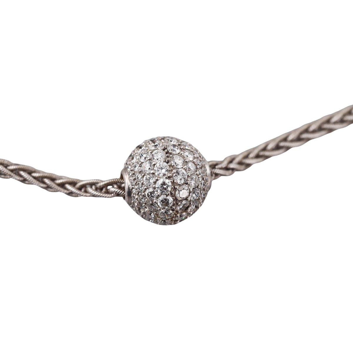18k Gold Diamond Ball Necklace