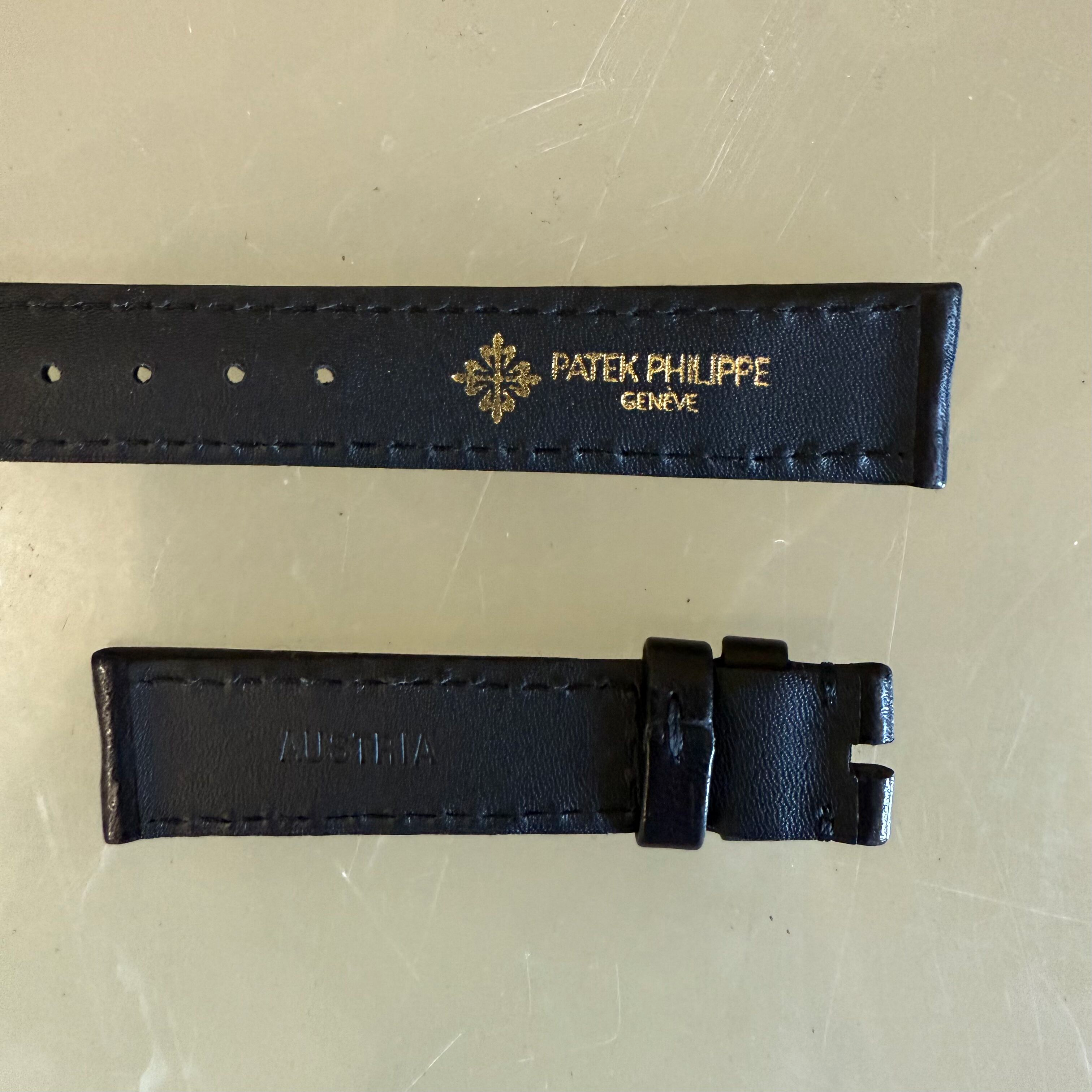 Authentic Patek Philippe Black Leather Watch Strap Band 16mm