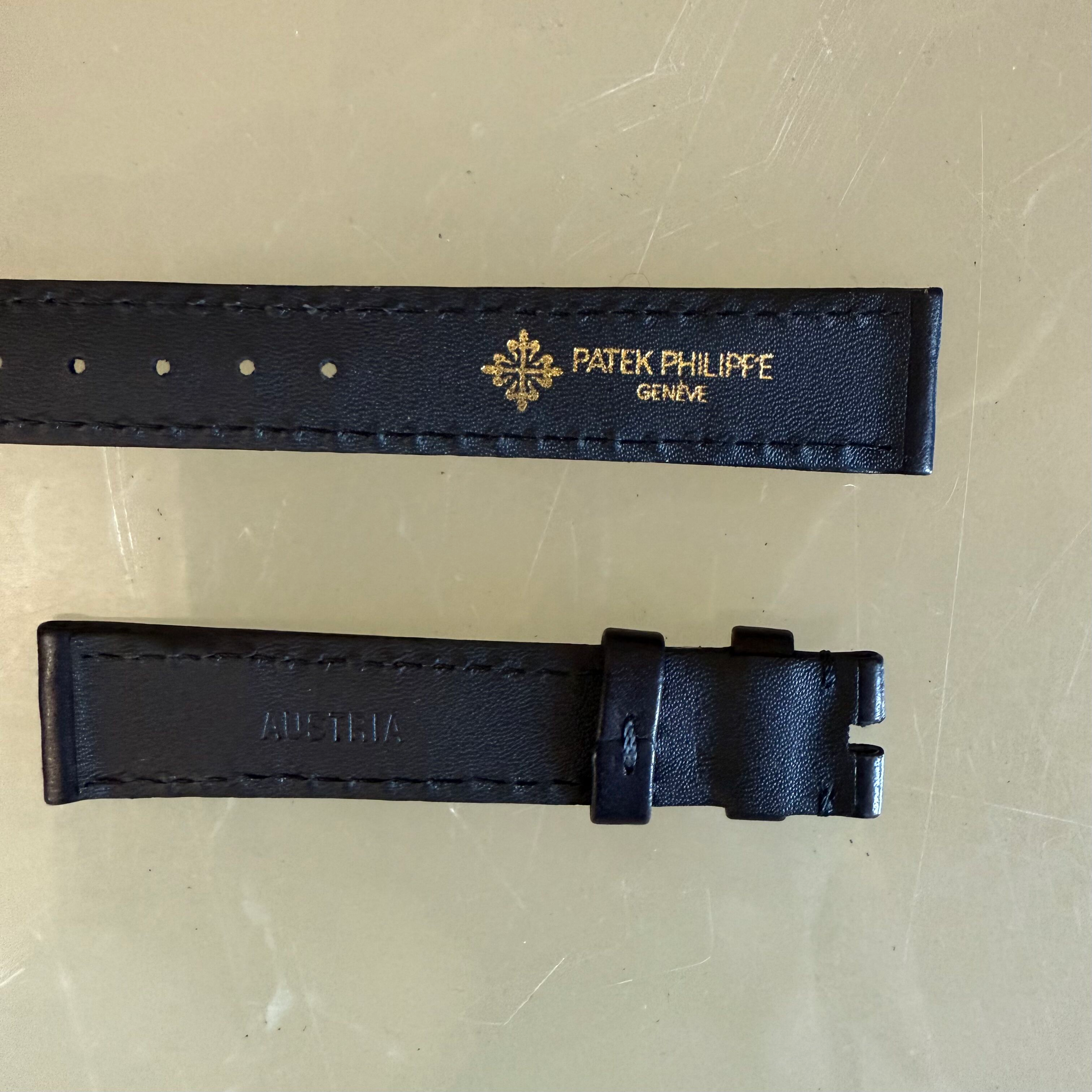 Authentic Patek Philippe Black Leather Watch Strap Band 16mm