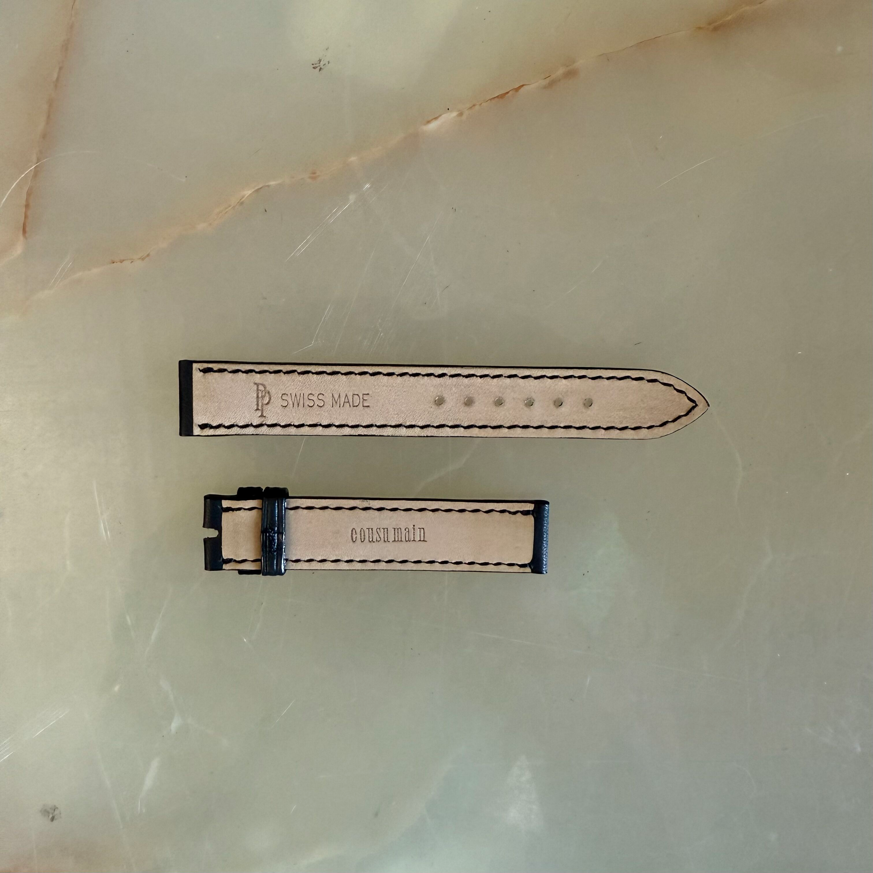 Authentic Patek Philippe Black Leather Watch Strap Band 16mm