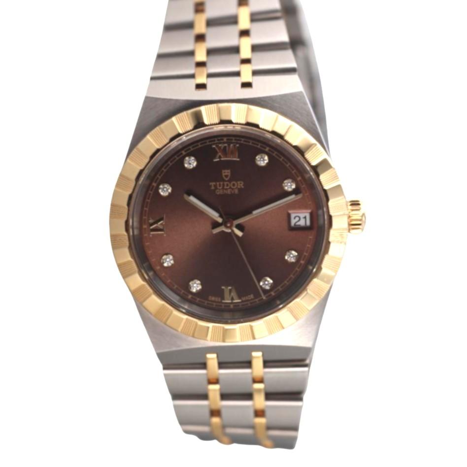 Tudor Royal Automatic Diamond Brown Dial Watch 28403