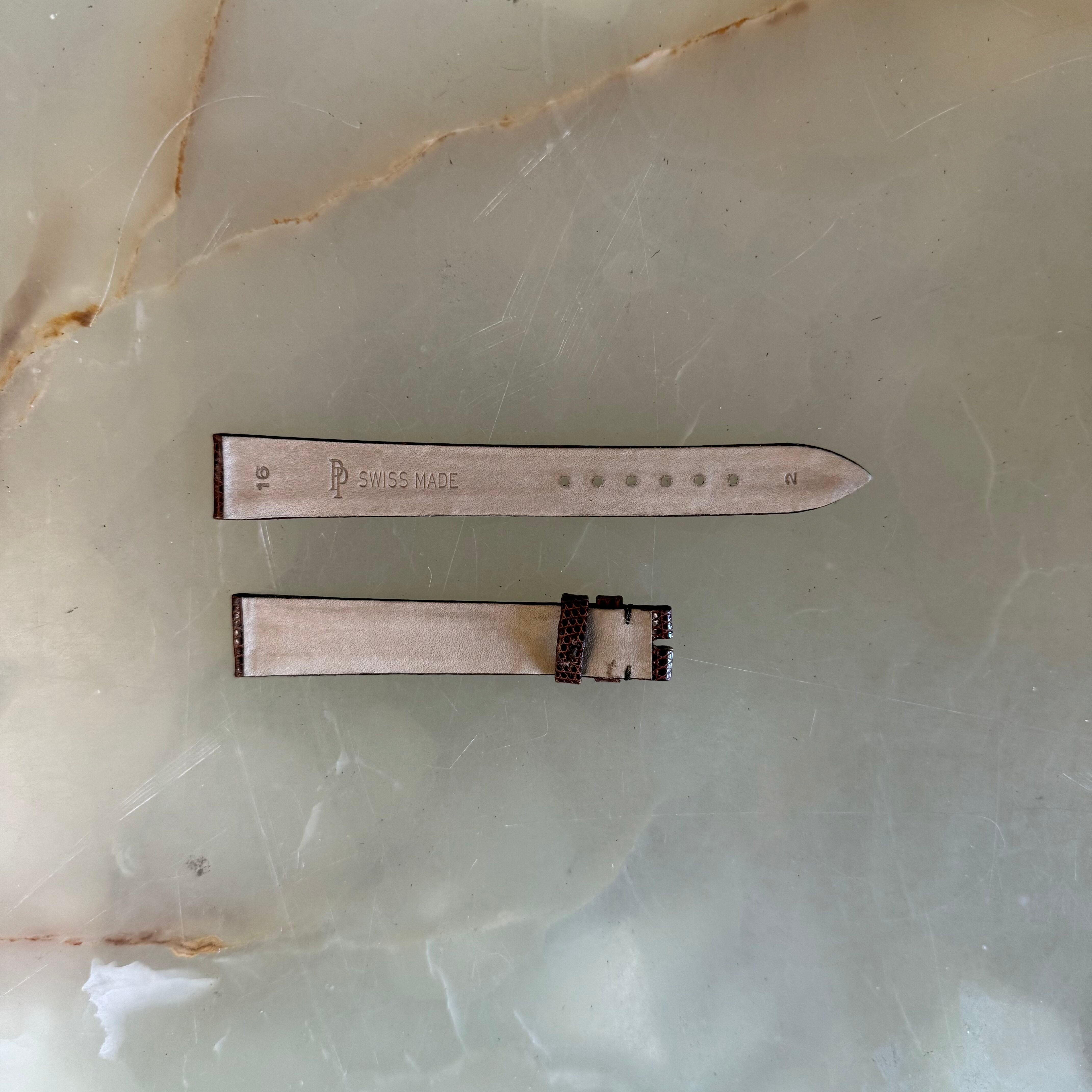 Authentic Patek Philippe Shiny Brown Lizard Watch Strap Band 16mm