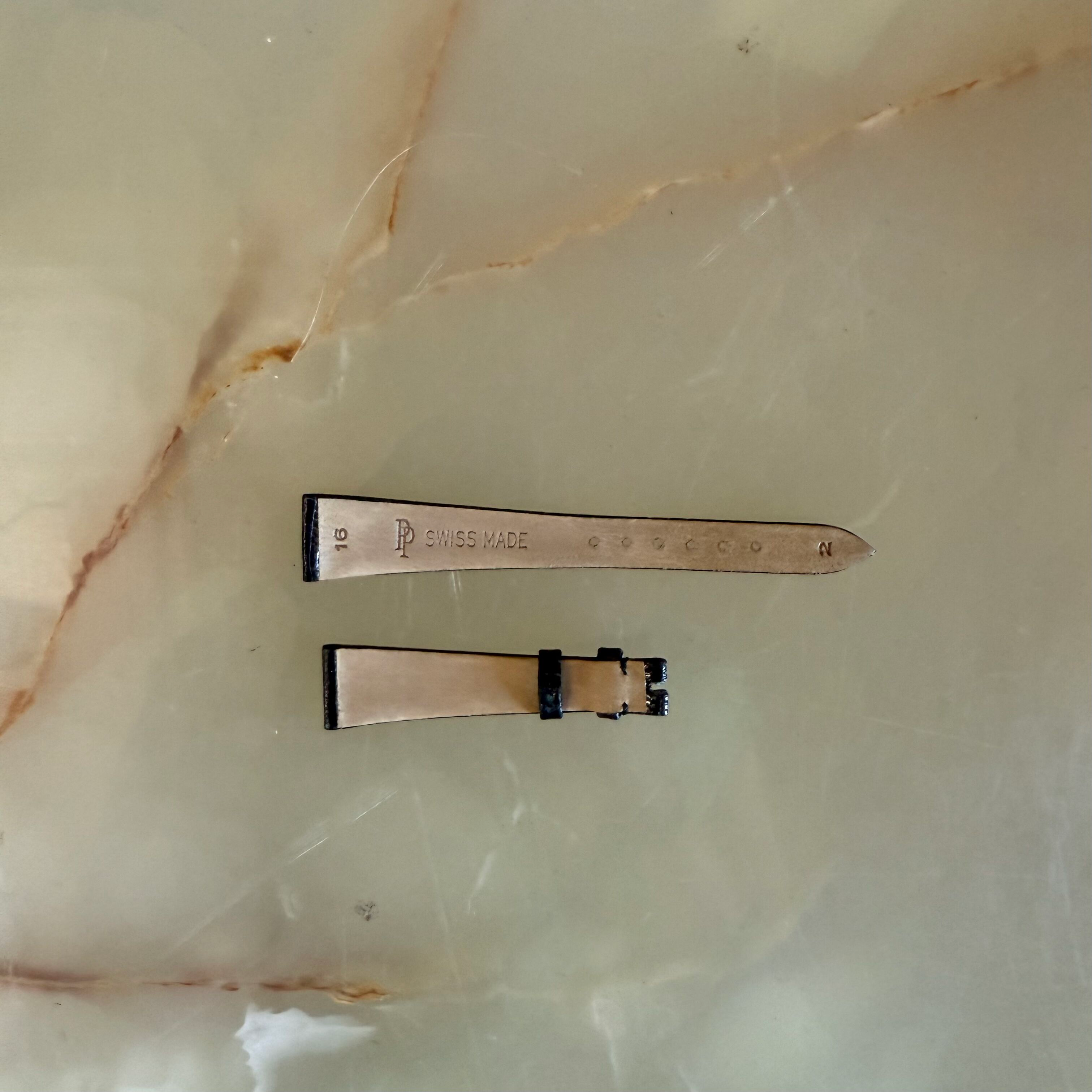 Authentic Patek Philippe Shiny Black Lizard Watch Strap Band 16mm