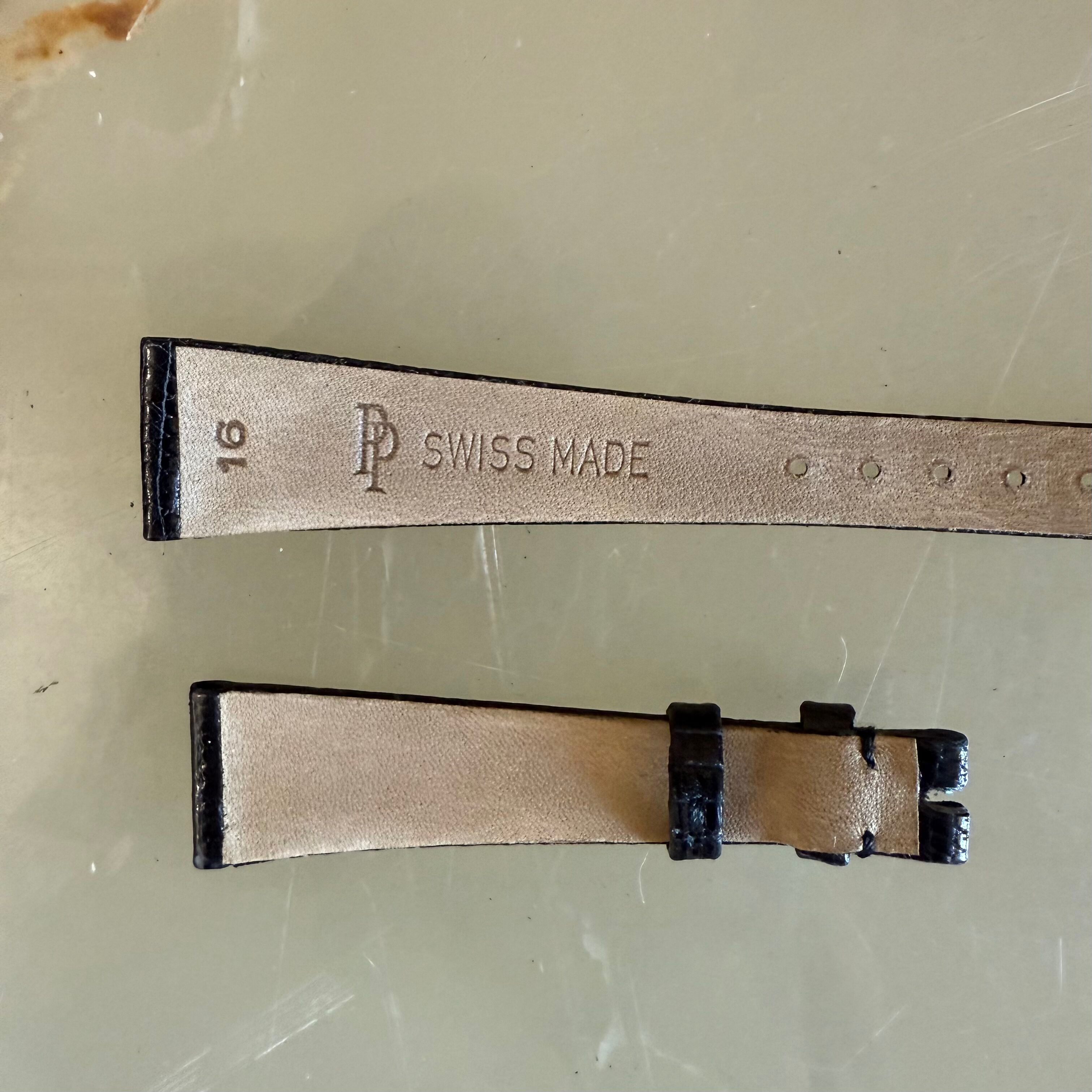 Authentic Patek Philippe Shiny Black Lizard Watch Strap Band 16mm