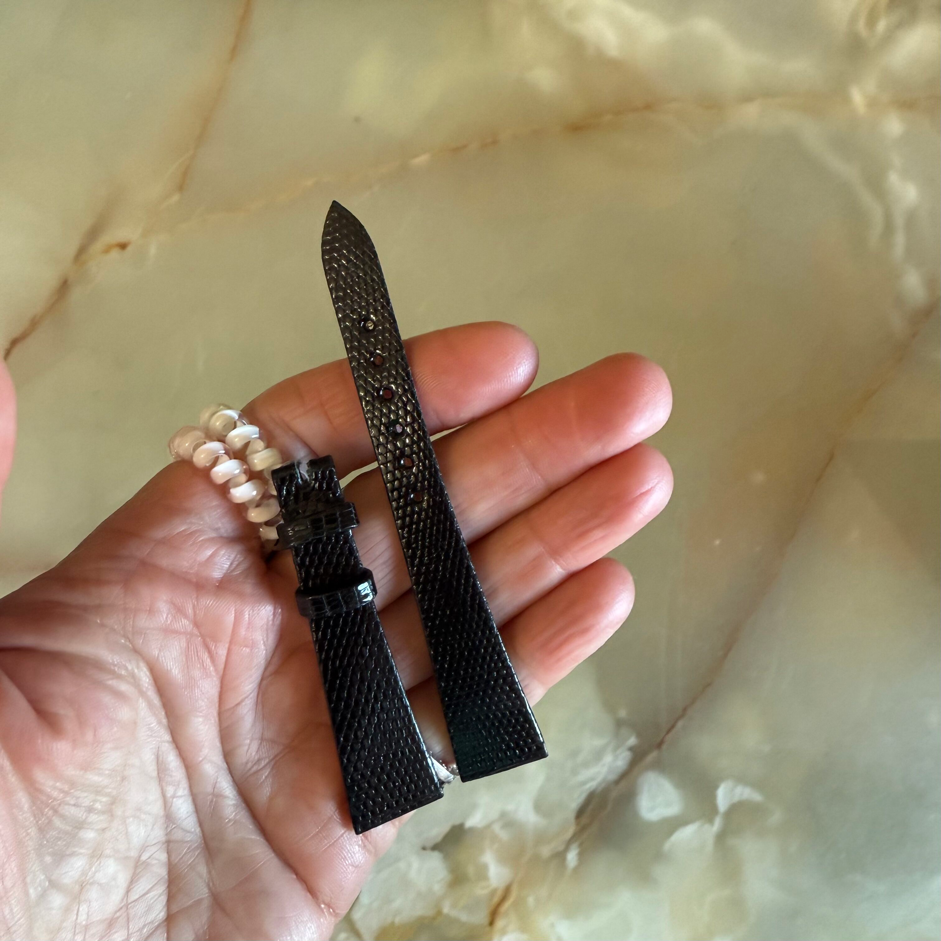 Authentic Patek Philippe Shiny Black Lizard Watch Strap Band 16mm