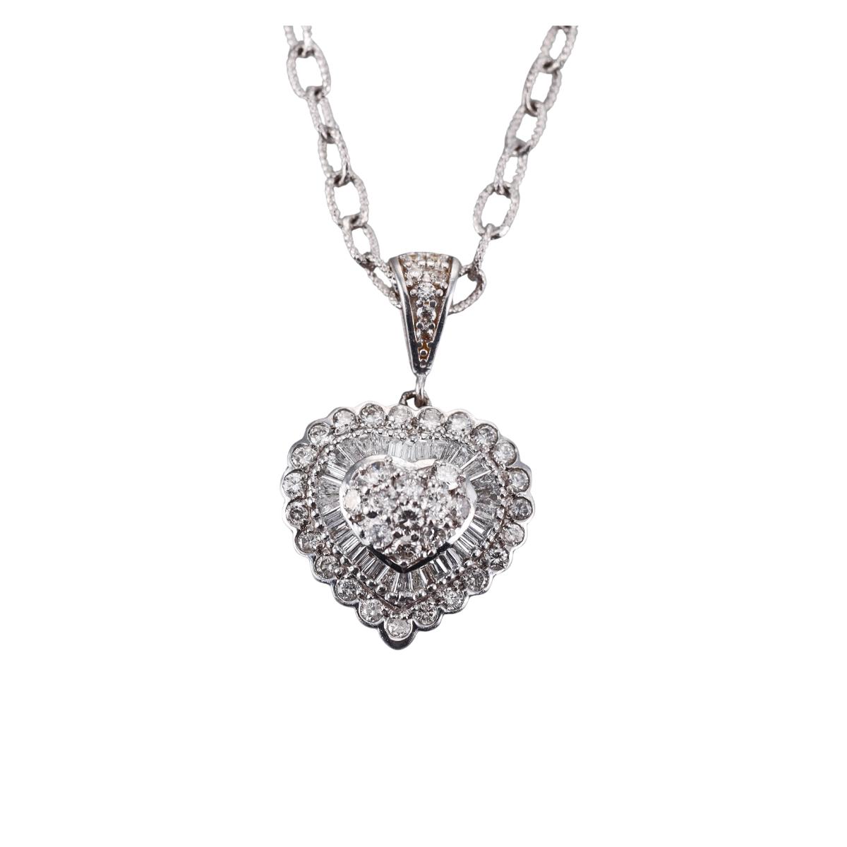 White Gold Platinum Diamond Pendant Necklace