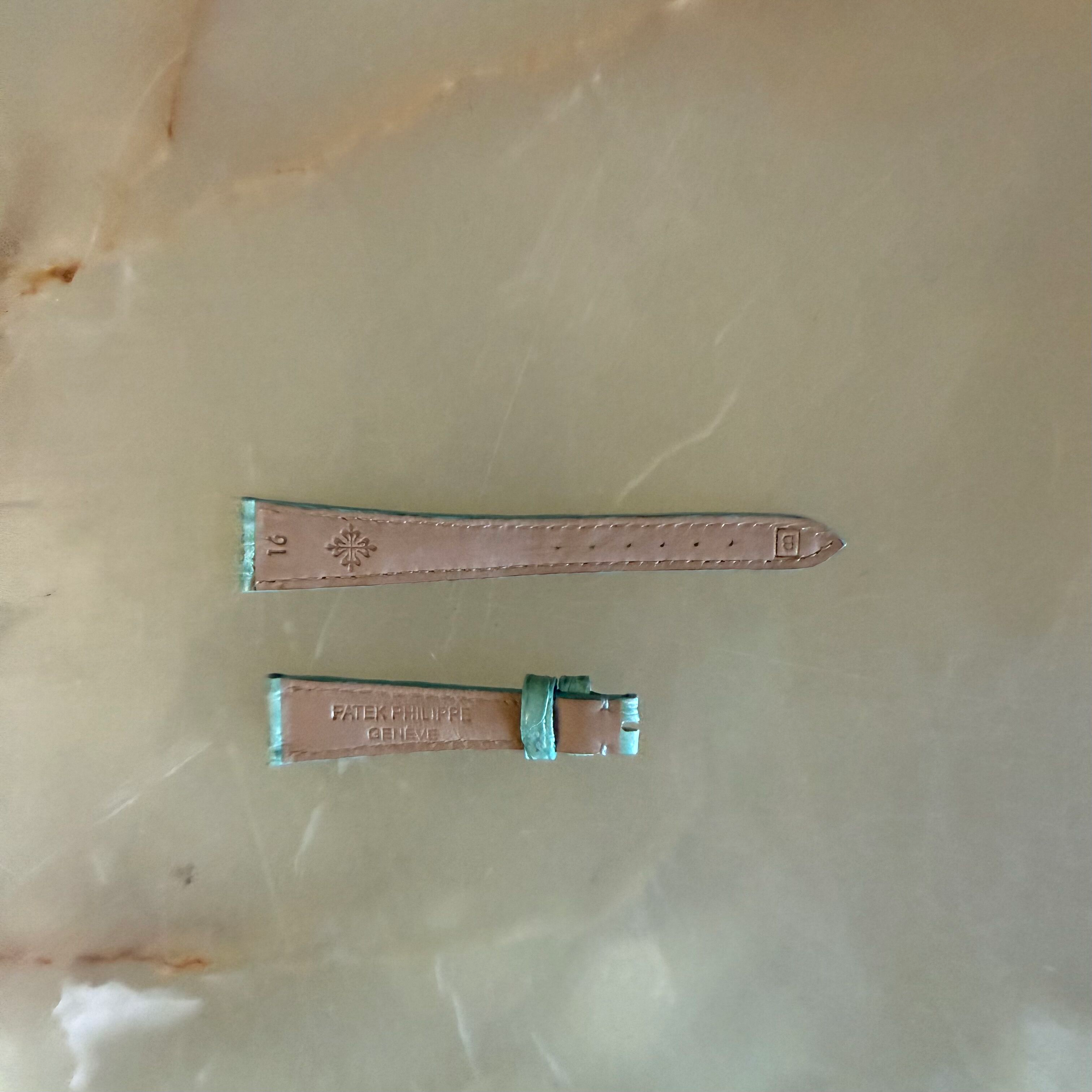 Authentic Patek Philippe Blue Round Pattern Crocodile Watch Strap Band 16mm