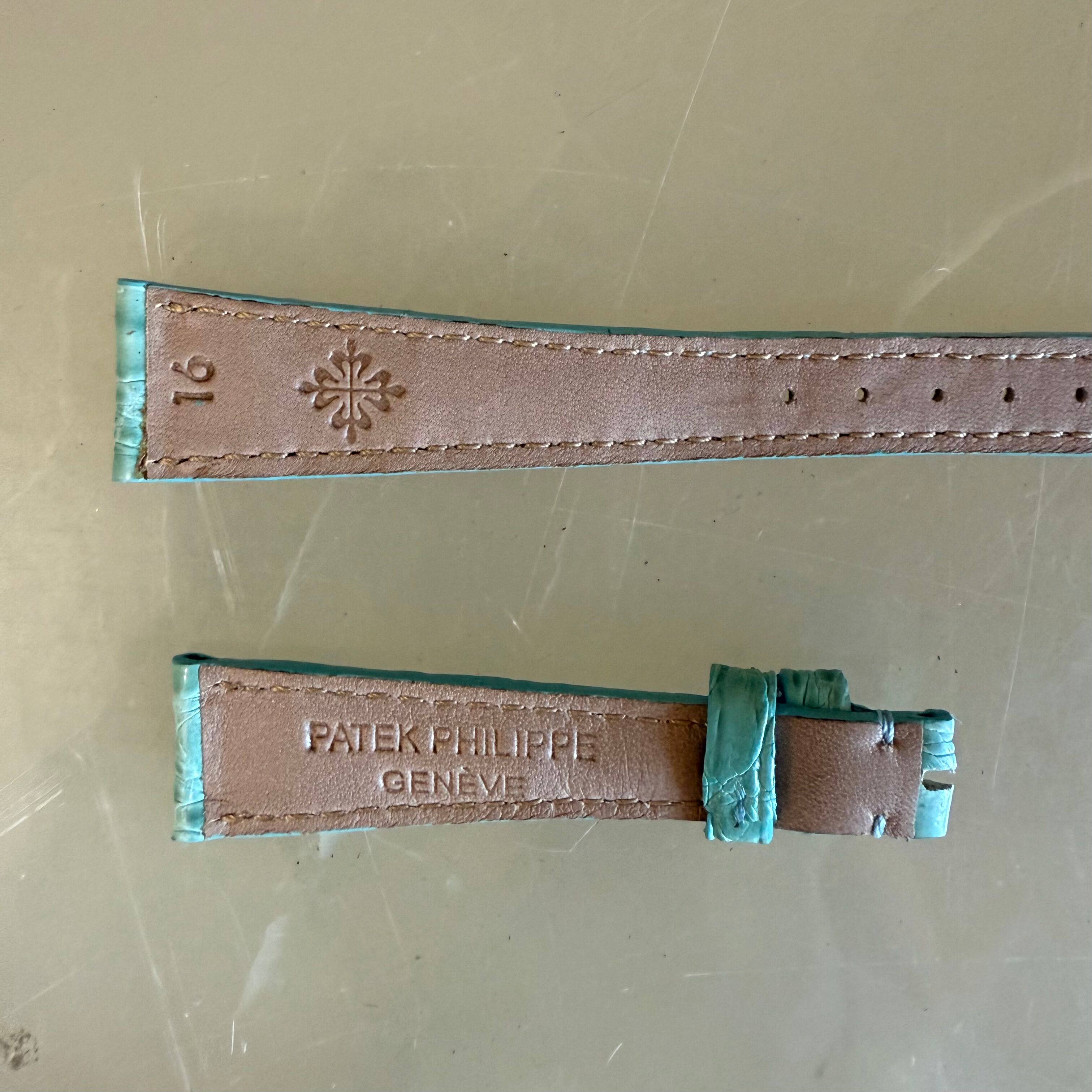 Authentic Patek Philippe Blue Round Pattern Crocodile Watch Strap Band 16mm