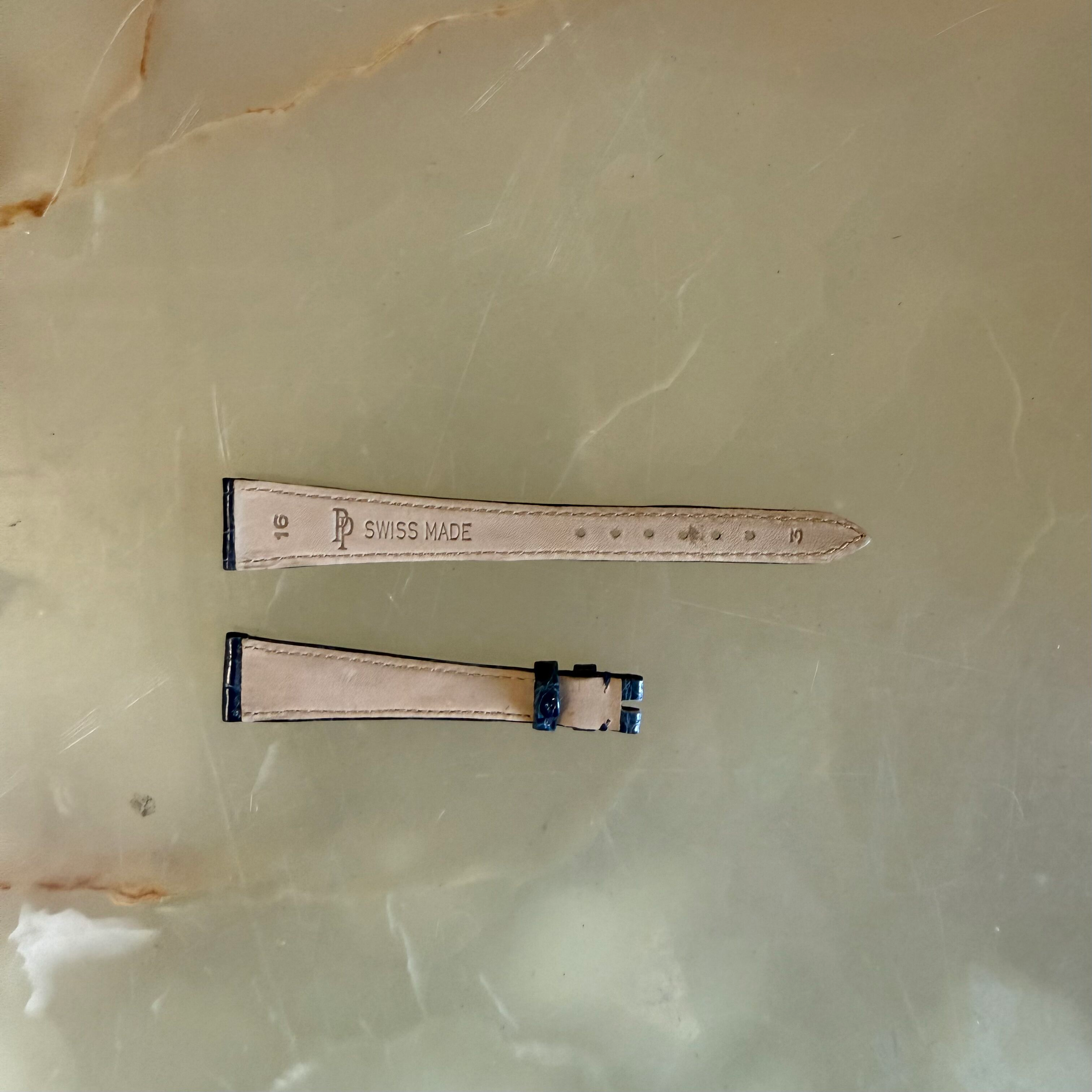 Authentic Patek Philippe Shiny Blue Crocodile Watch Strap Band 16mm