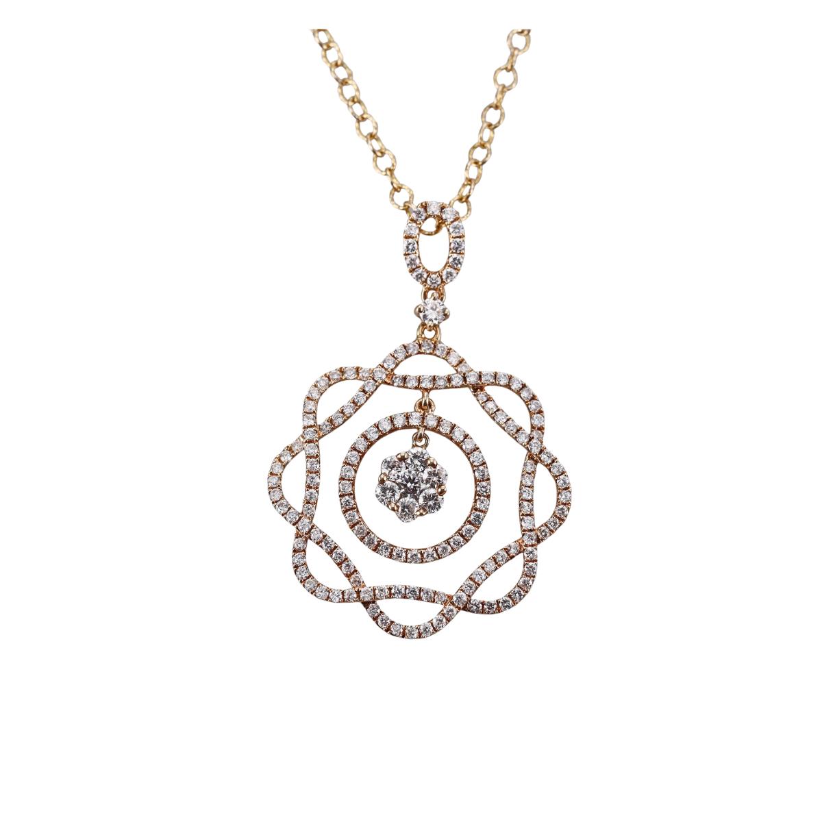 14k Yellow Gold Diamond Pendant Necklace