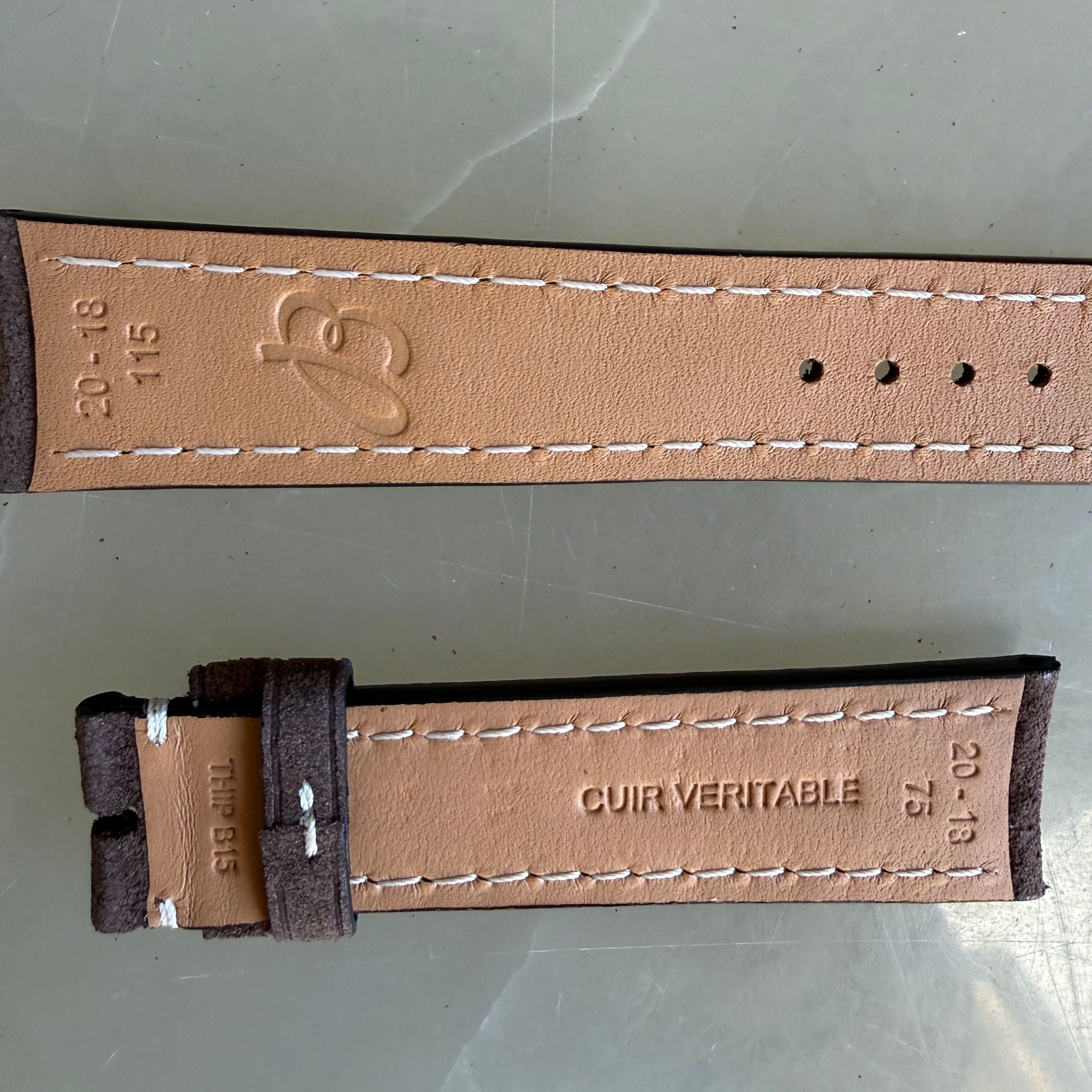 Authentic Breitling Brown Nubuck Leather Watch Strap Band 20mm 505X