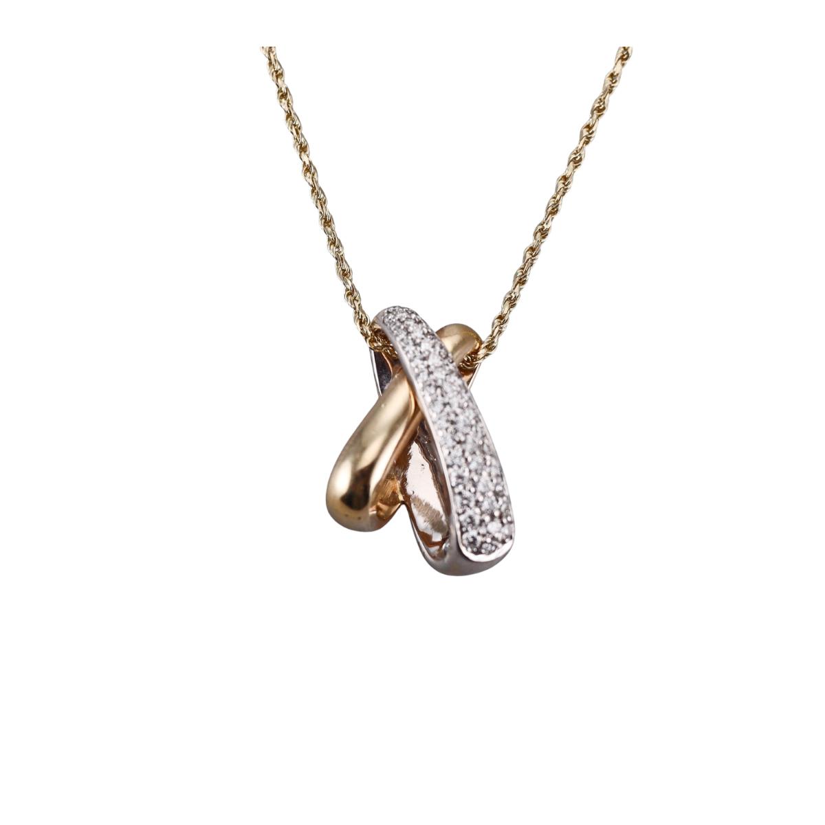 14k Yellow/White Gold Diamond Pendant Necklace