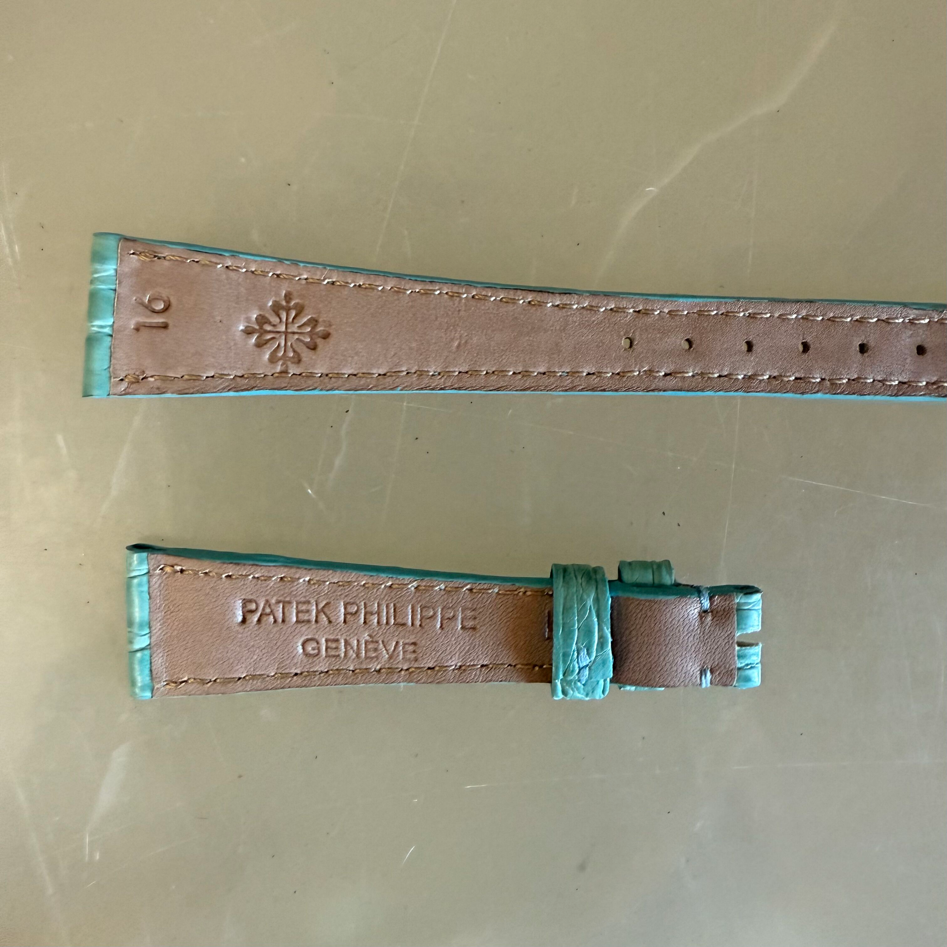 Authentic Patek Philippe Light Blue Alligator Watch Strap Band 16mm