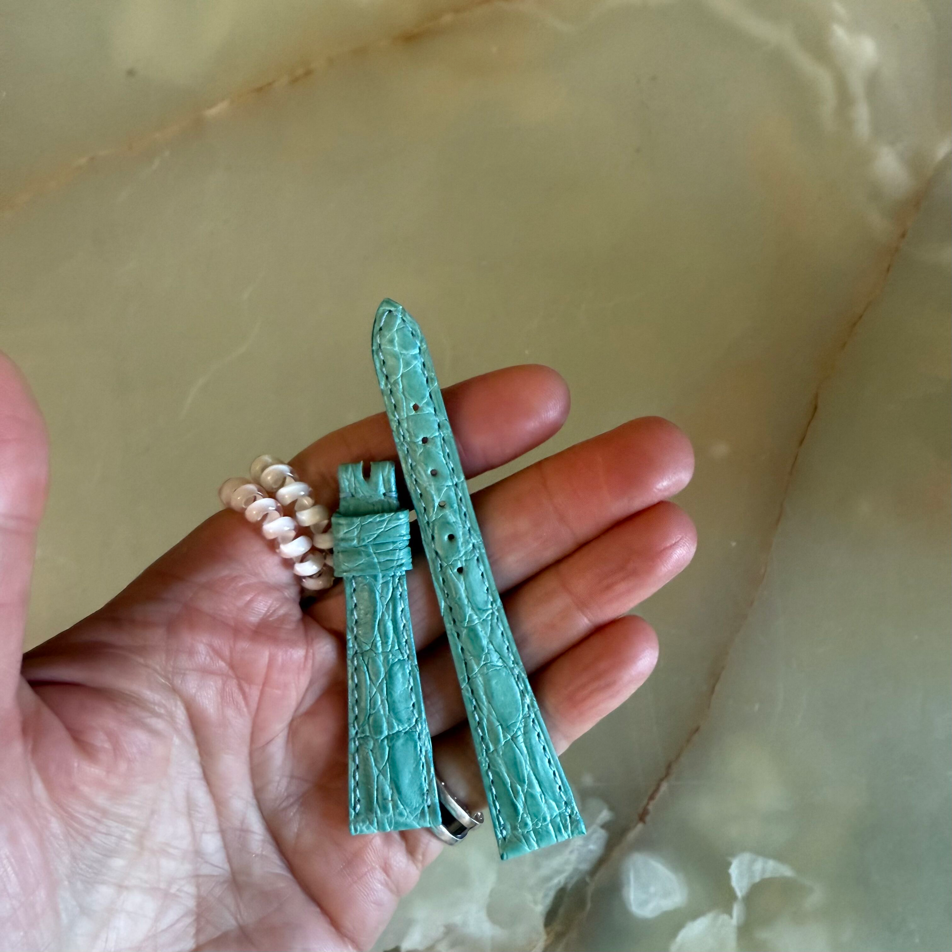 Authentic Patek Philippe Light Blue Alligator Watch Strap Band 16mm