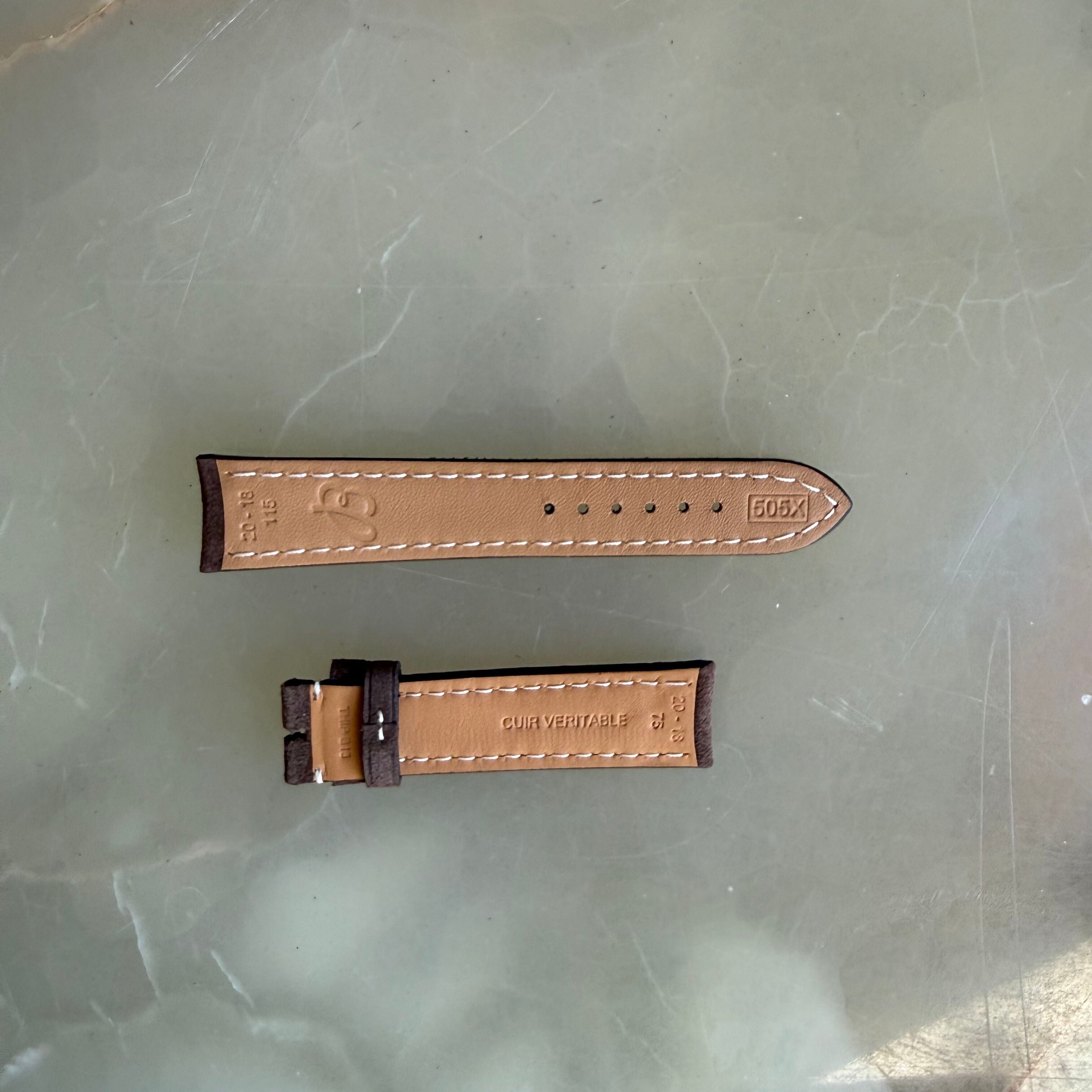 Authentic 505X Breitling Brown Nubuk Leather Watch Strap Band 20mm