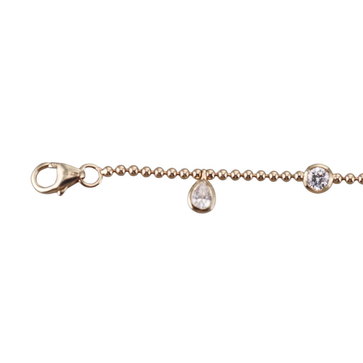 Solid 14k Gold Lab Grown 1.70ctw Round Diamond Station Bracelet