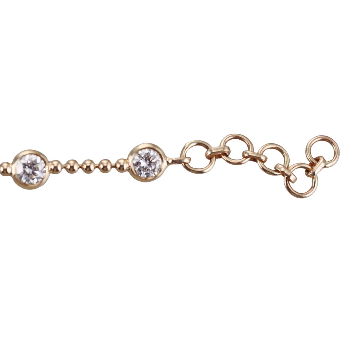 Solid 14k Gold Lab Grown 1.70ctw Round Diamond Station Bracelet