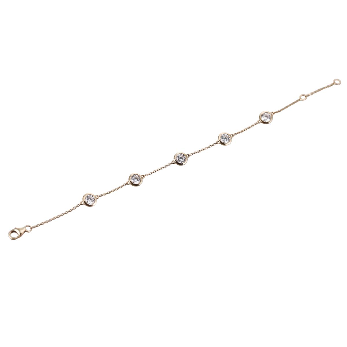 Solid 14k Gold Lab Grown 2.10ctw Round Diamond Station Bracelet