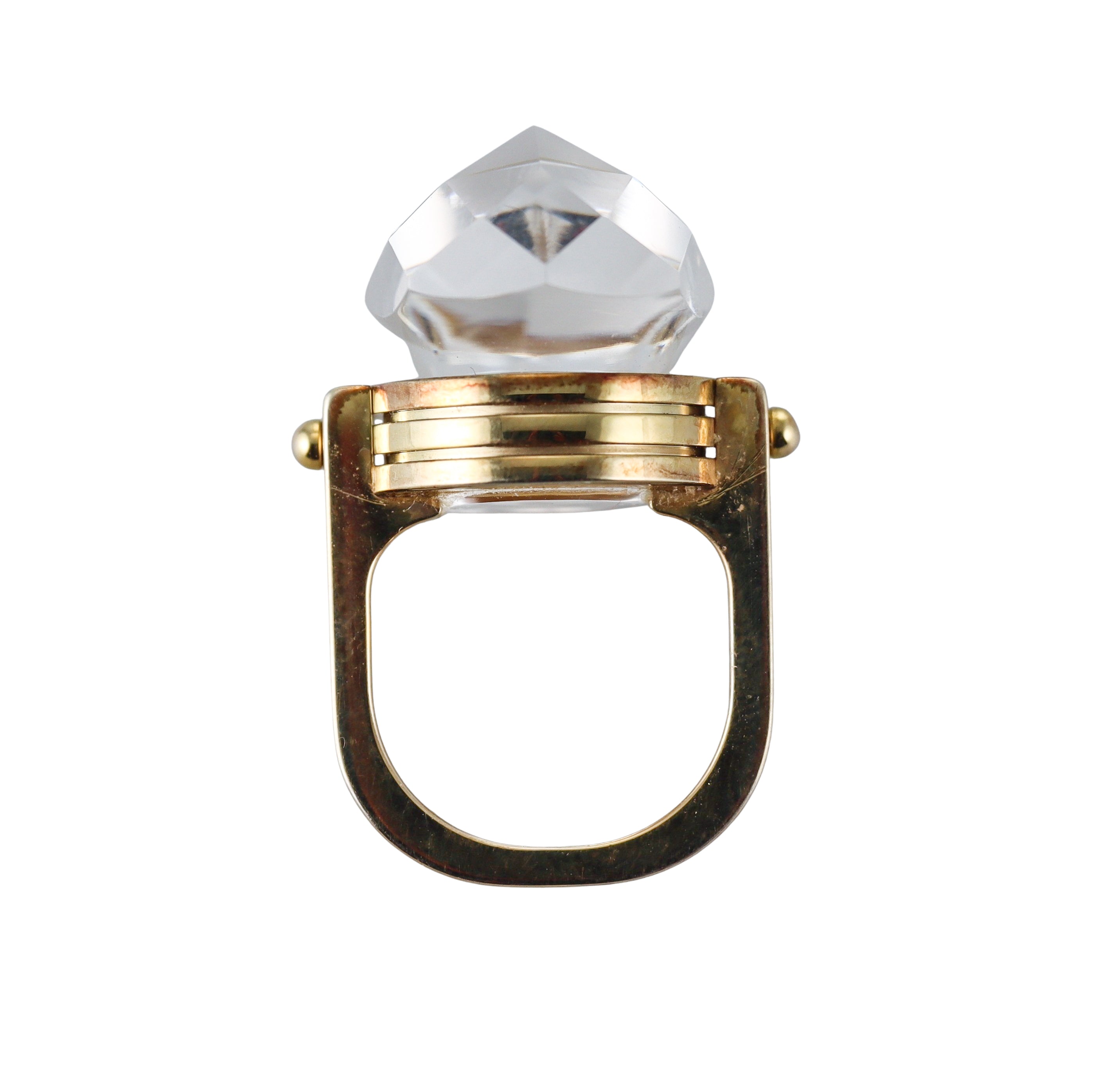 Baccarat Bouchons de Carafe 18k Gold Vermeil Sterling Silver Oval Clear Crystal Ring 2801362