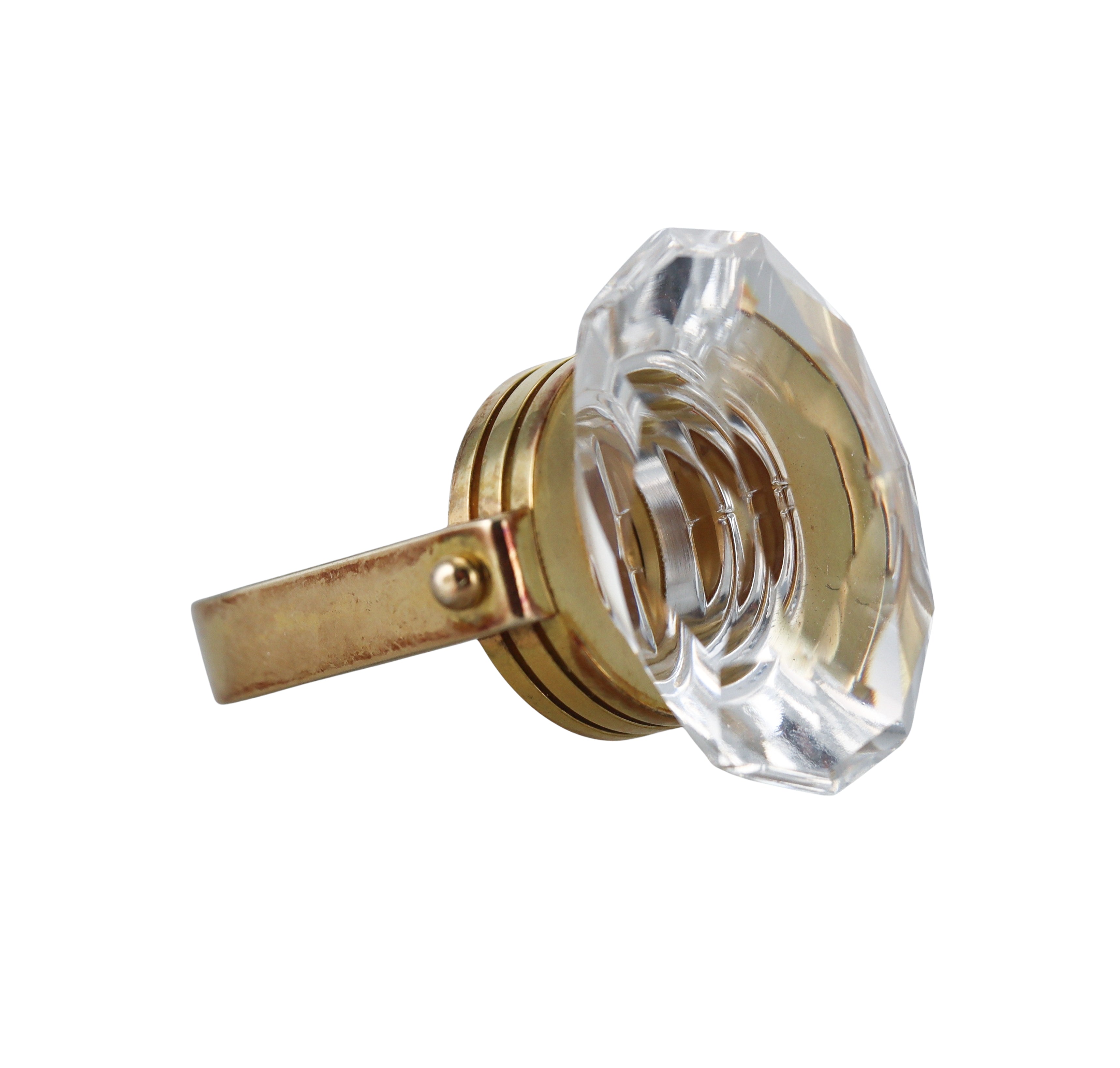 Baccarat Bouchons de Carafe 18k Gold Vermeil Sterling Silver Oval Clear Crystal Ring 2801362