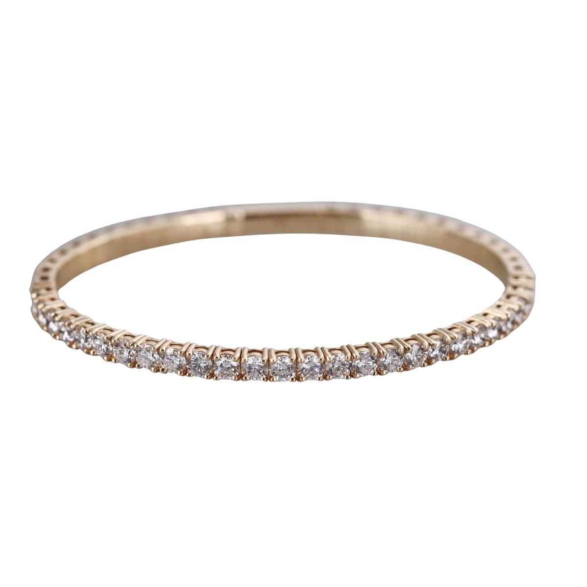 Solid 14k Gold Lab Grown 4.25ctw Diamond Bangle Bracelet