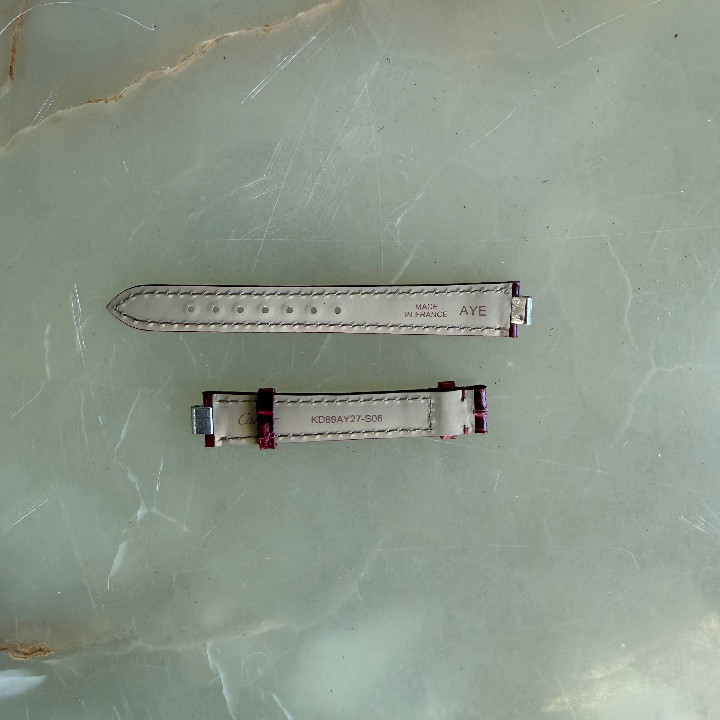 Authentic Cartier 21 Must De Cartier Red Alligator Watch Strap Band 14.15mm KD89AY27-S06