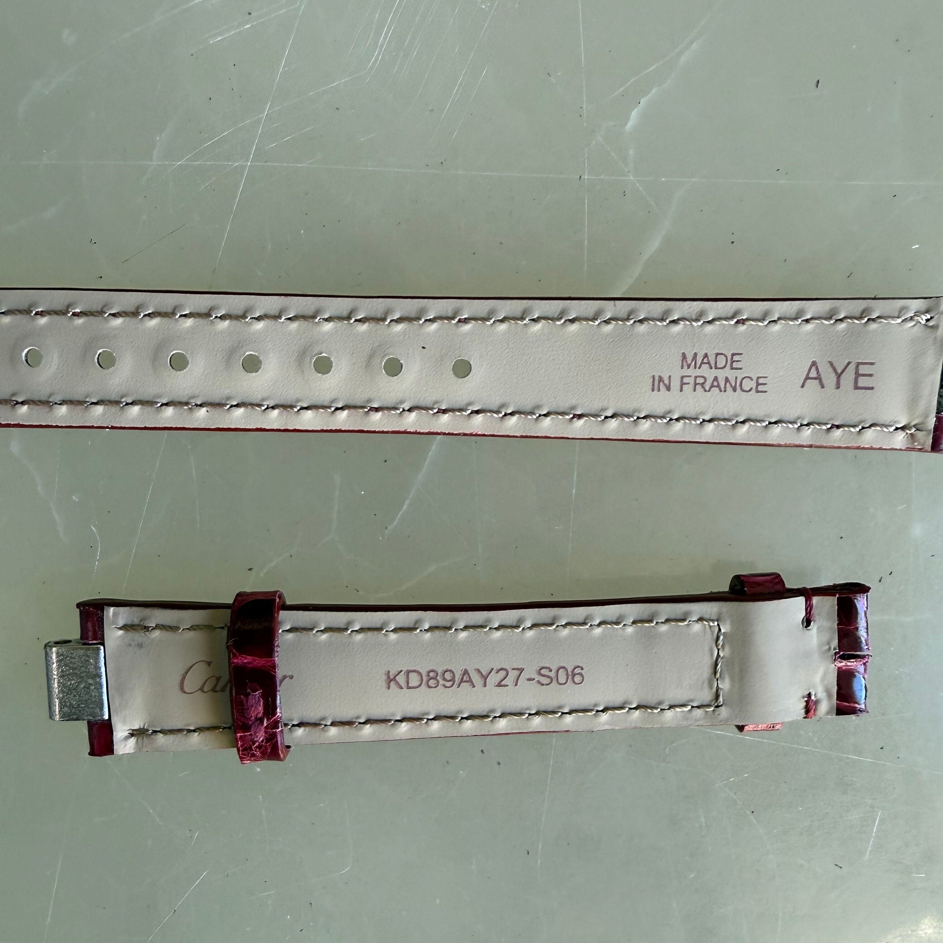 Authentic Cartier 21 Must De Cartier Red Alligator Watch Strap Band 14.15mm KD89AY27-S06